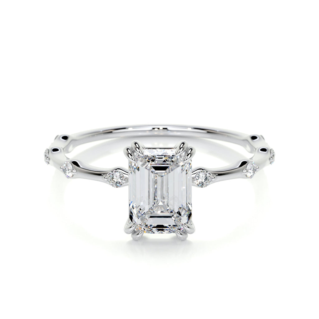 Emerald Dainty Pave Lab Grown Diamond Engagement Ring
