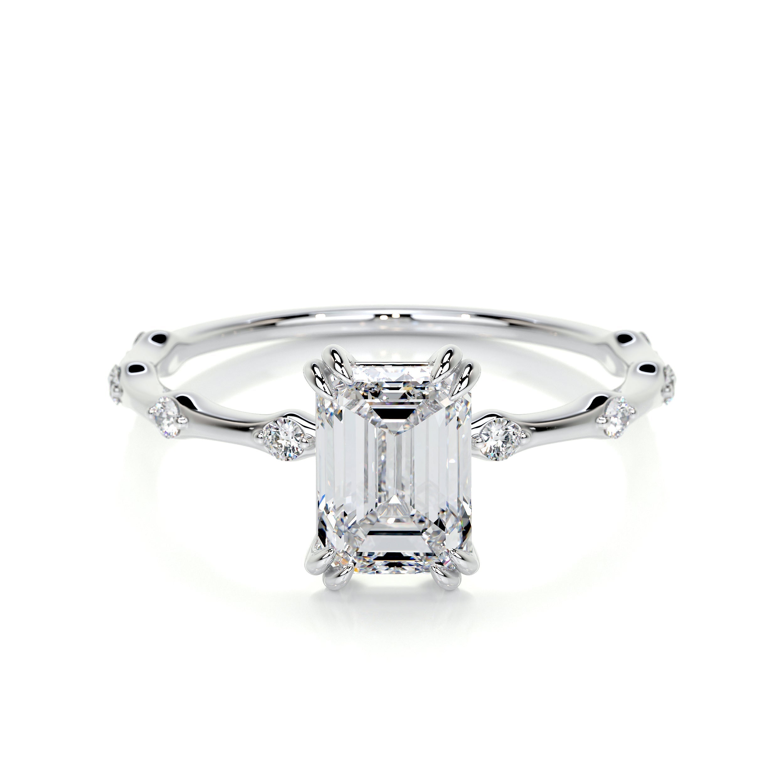 Emerald Dainty Pave Lab Grown Diamond Engagement Ring