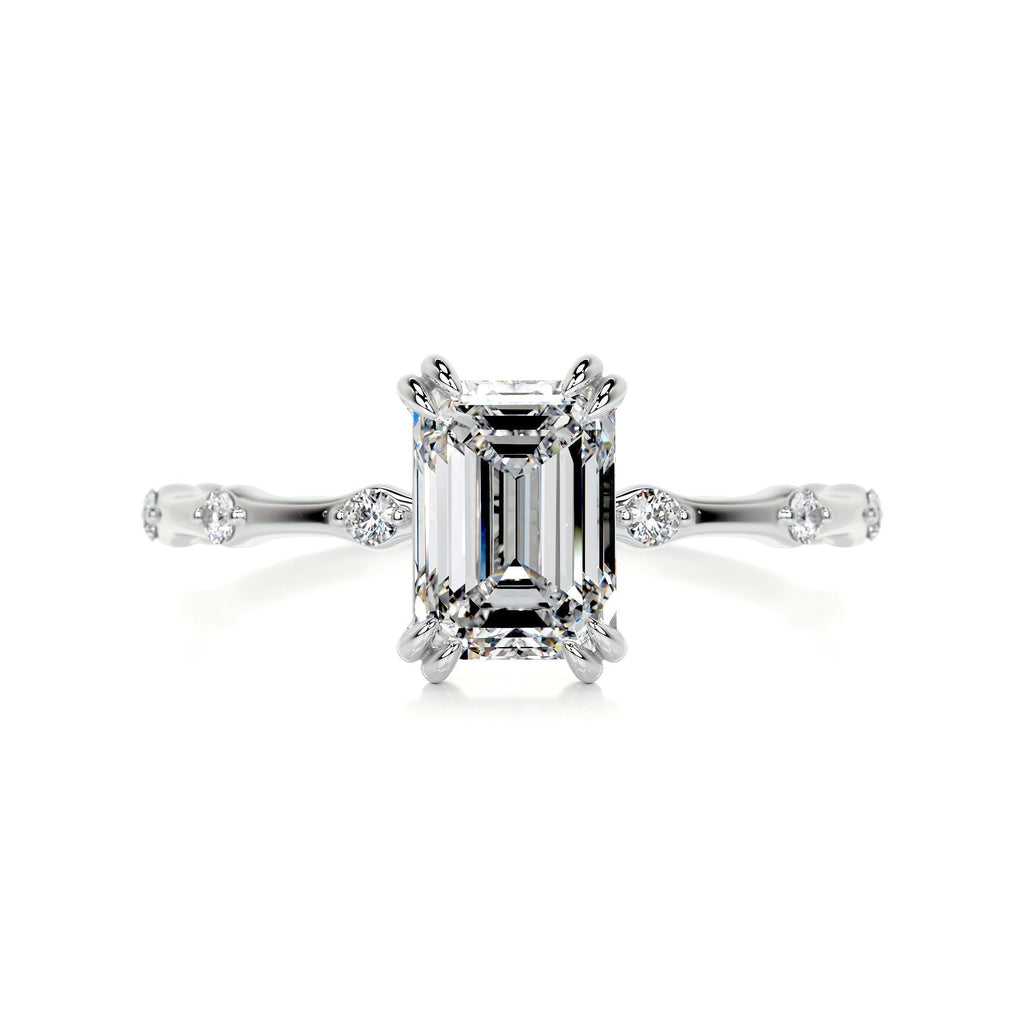 Emerald Dainty Pave Lab Grown Diamond Engagement Ring