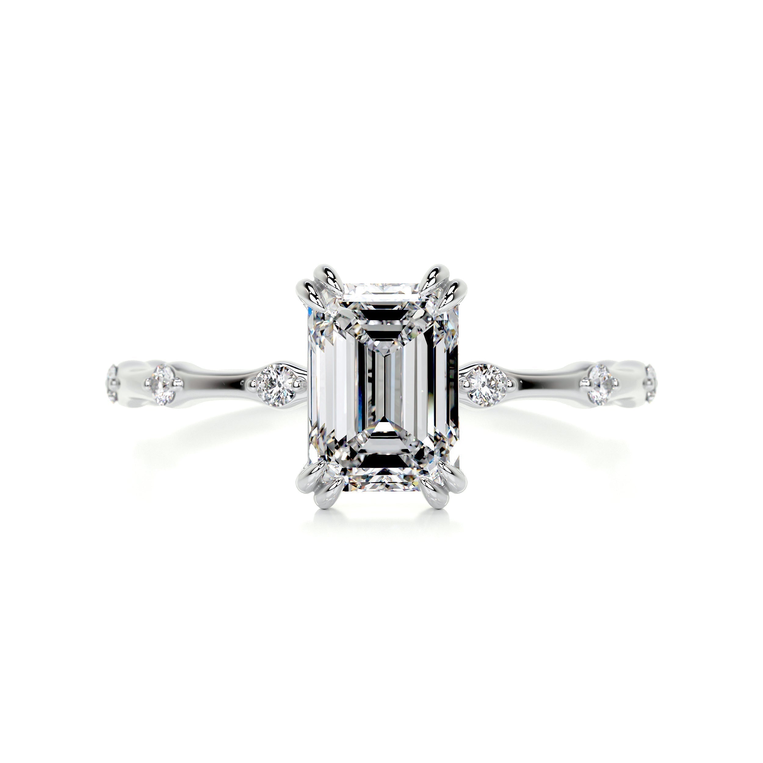 Emerald Dainty Pave Lab Grown Diamond Engagement Ring