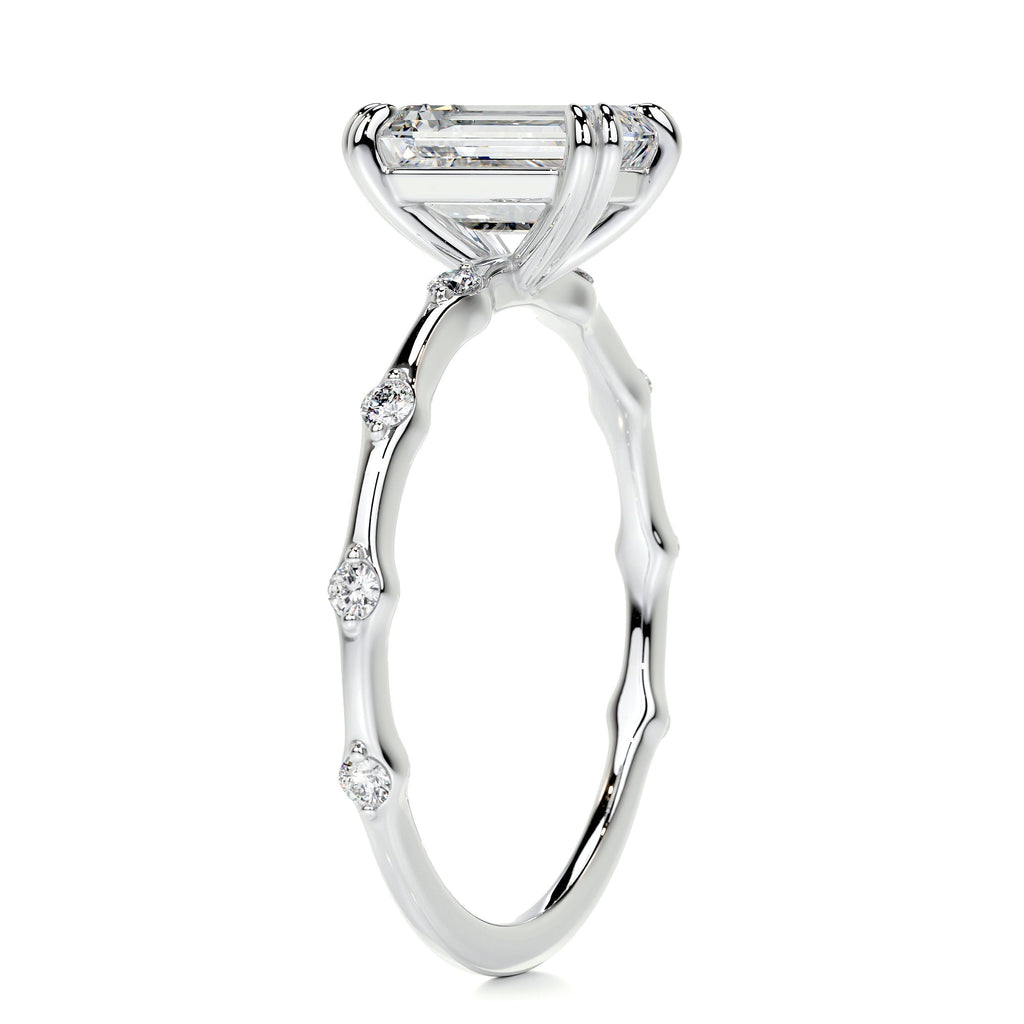 Emerald Dainty Pave Lab Grown Diamond Engagement Ring