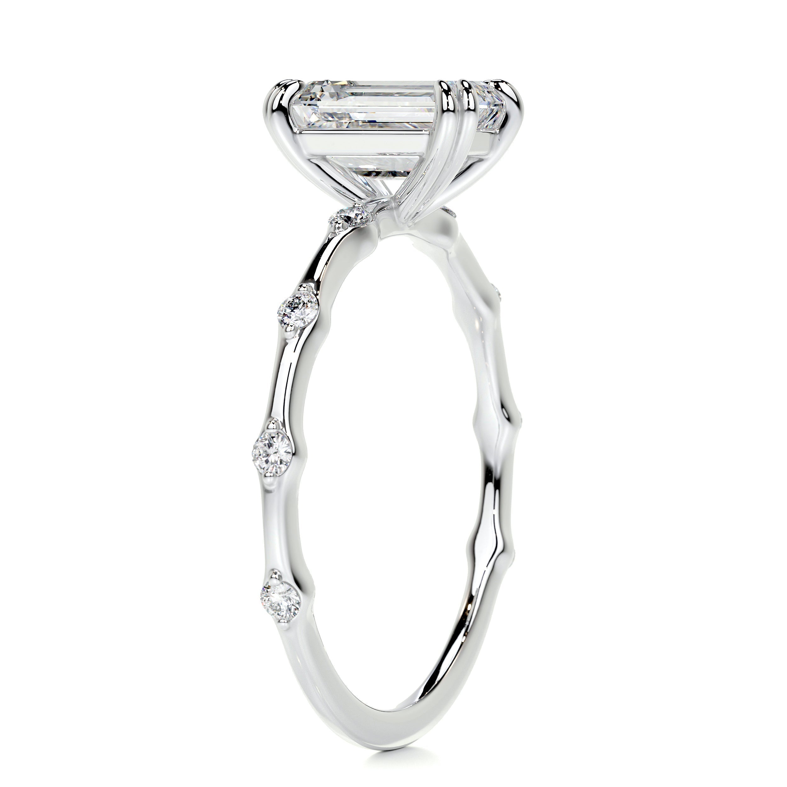 Emerald Dainty Pave Lab Grown Diamond Engagement Ring