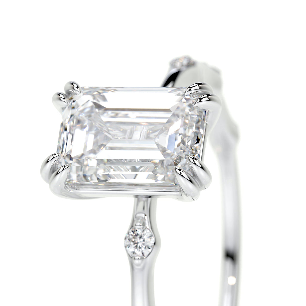 Emerald Dainty Pave Lab Grown Diamond Engagement Ring