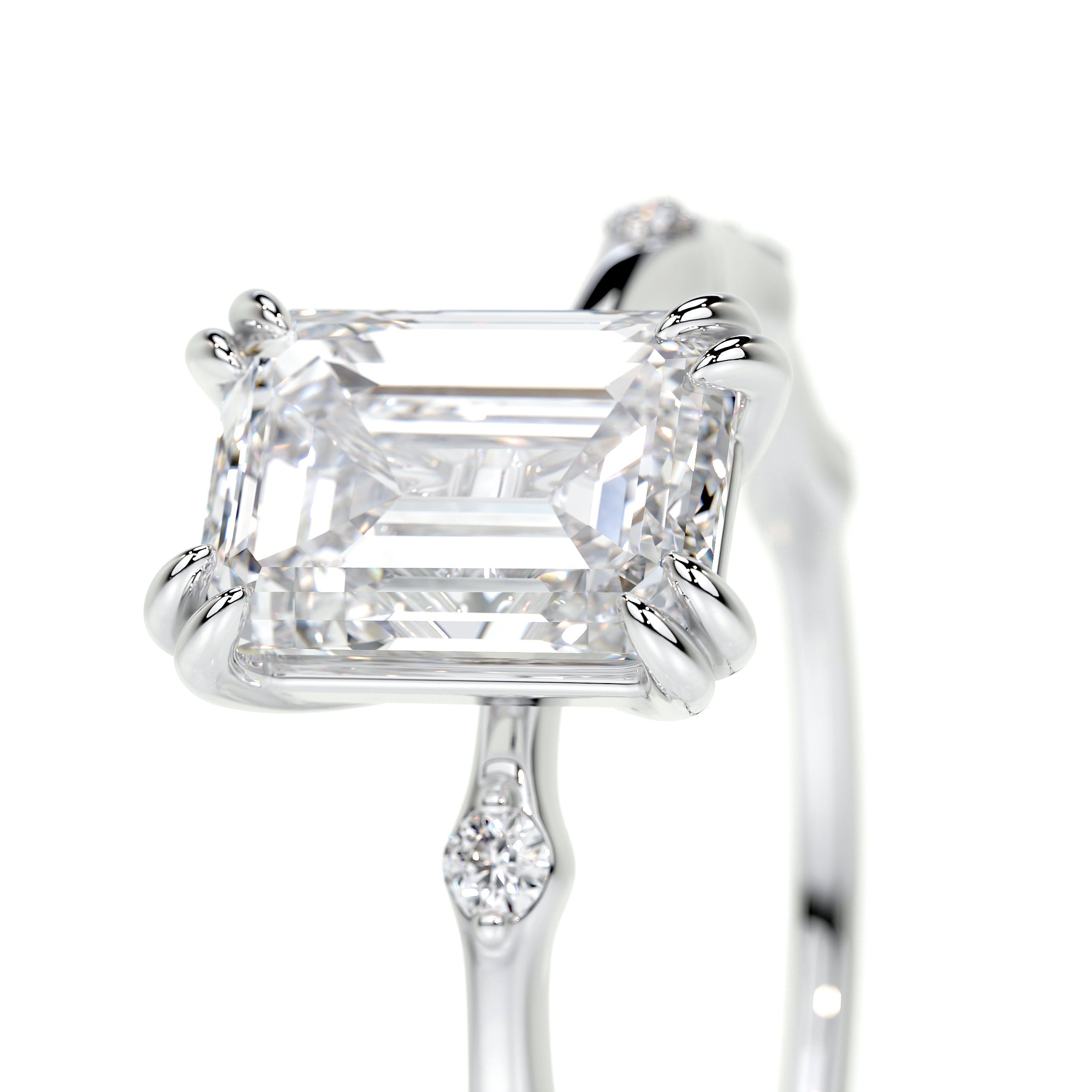 Emerald Dainty Pave Lab Grown Diamond Engagement Ring
