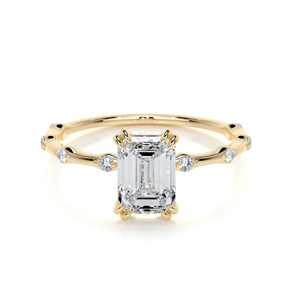 Emerald Dainty Pave Lab Grown Diamond Engagement Ring