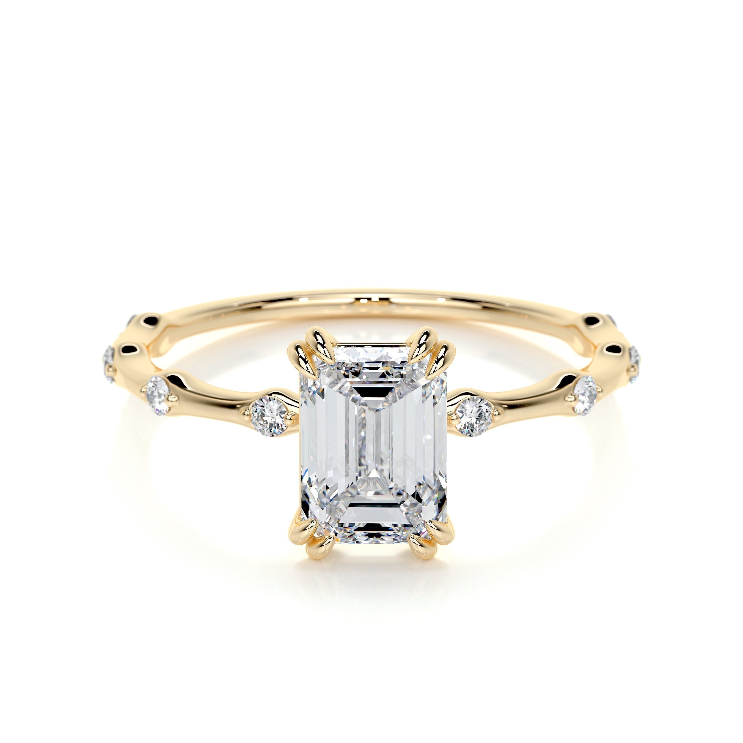 Emerald Dainty Pave Lab Grown Diamond Engagement Ring