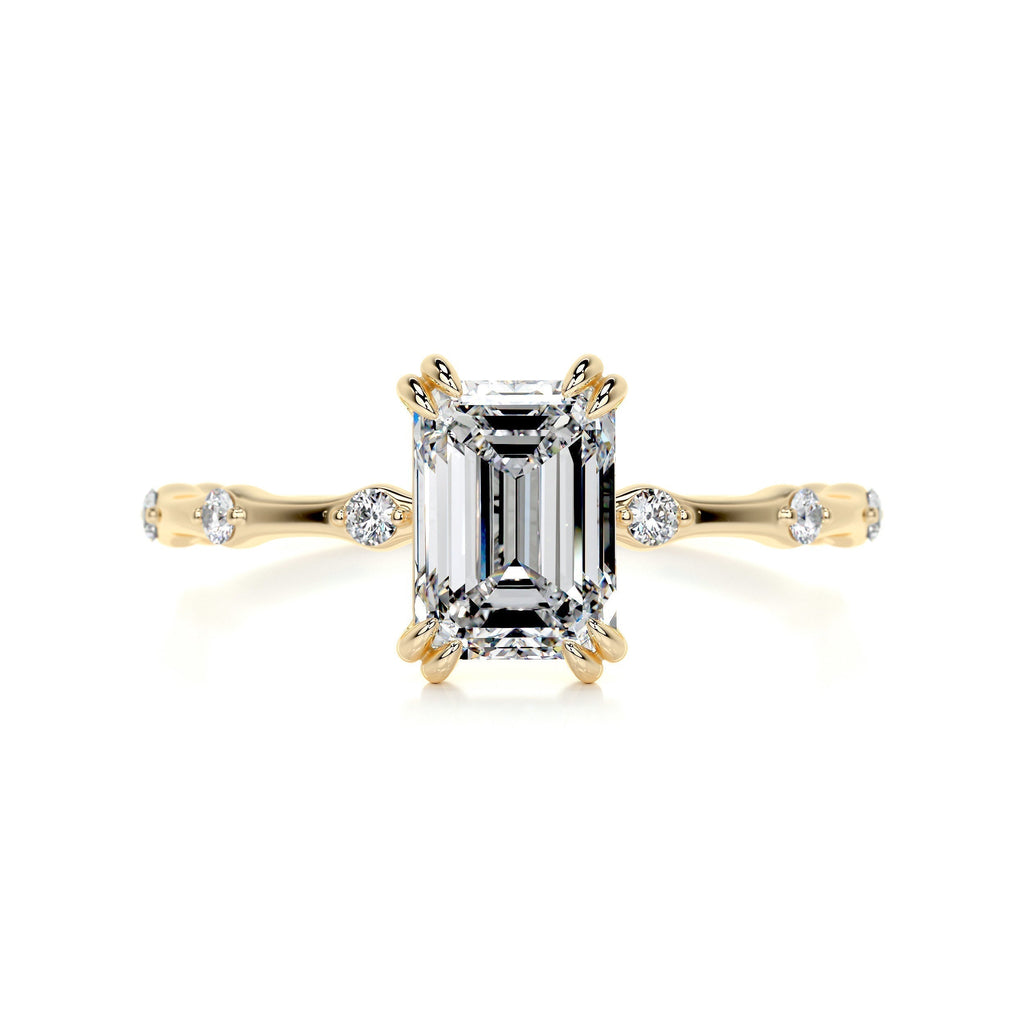 Emerald Dainty Pave Lab Grown Diamond Engagement Ring