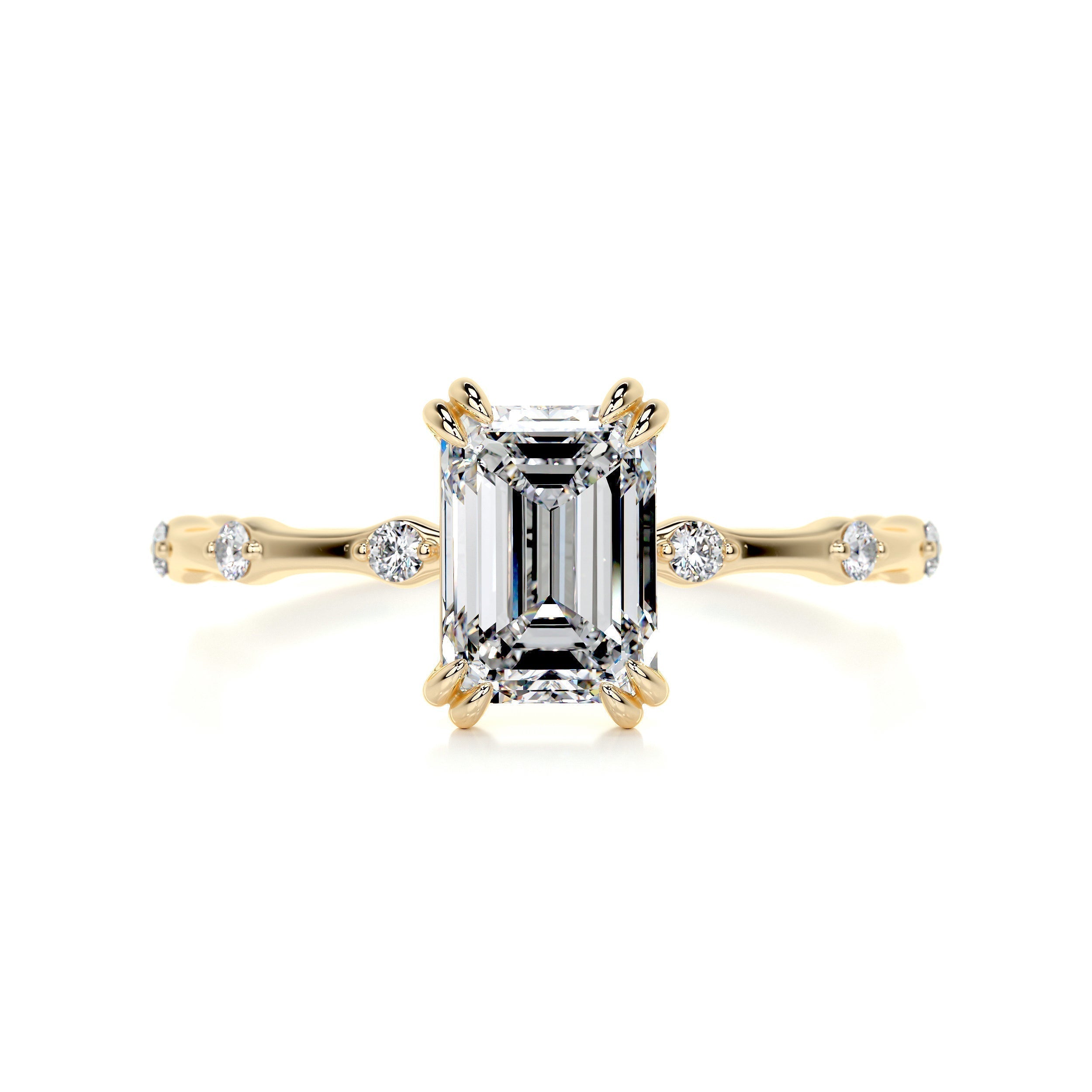 Emerald Dainty Pave Lab Grown Diamond Engagement Ring