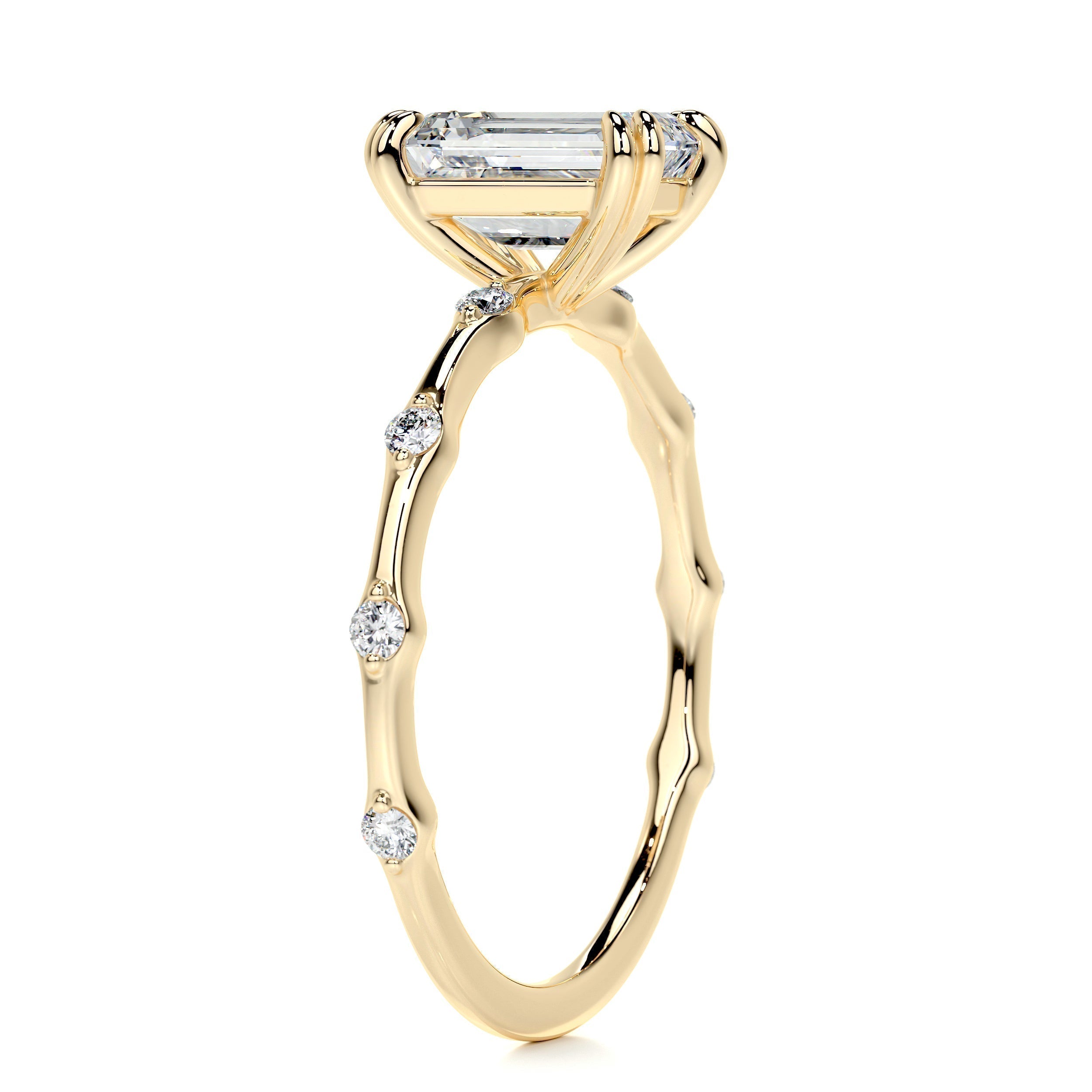 Emerald Dainty Pave Lab Grown Diamond Engagement Ring