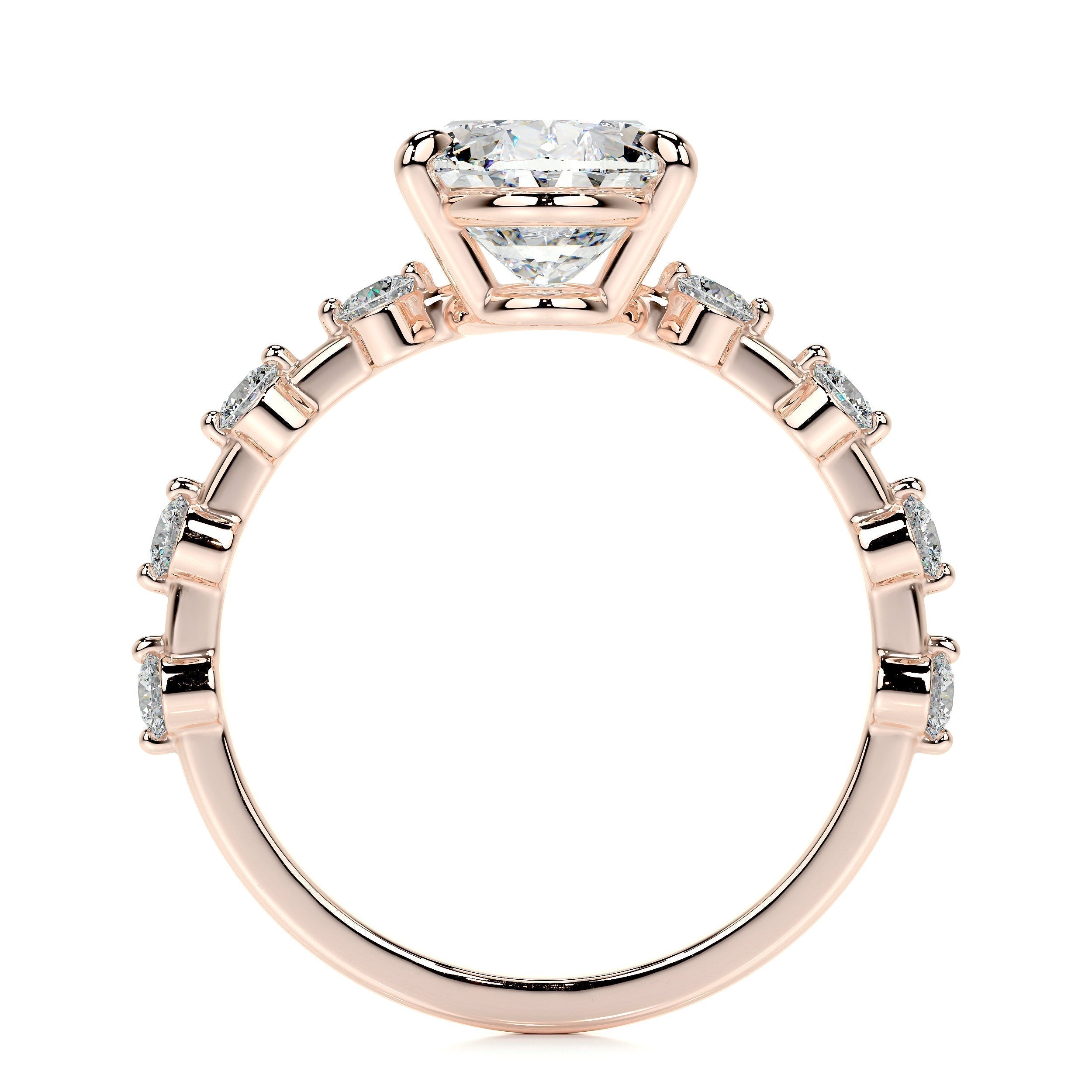 Oval Dainty Pave Lab Grown Diamond Engagement Ring
