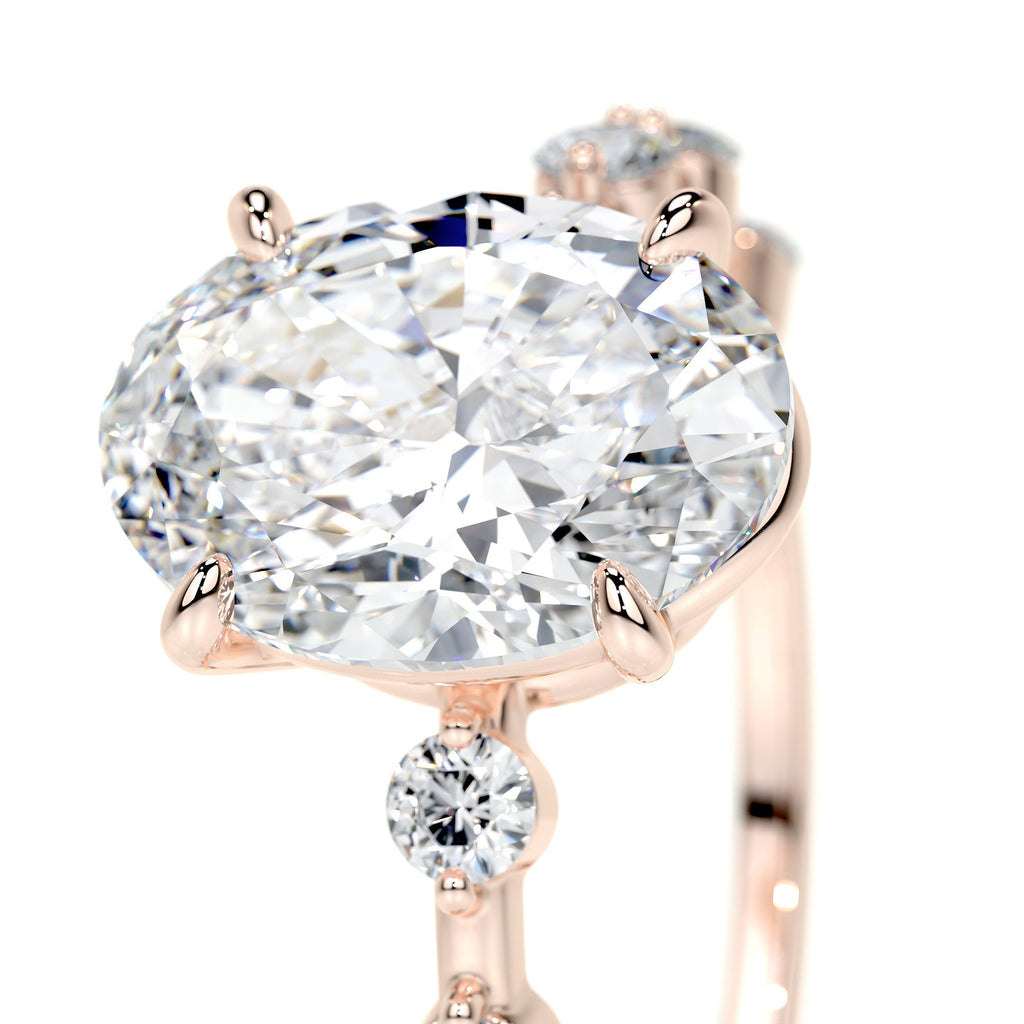 Oval Dainty Pave Lab Grown Diamond Engagement Ring