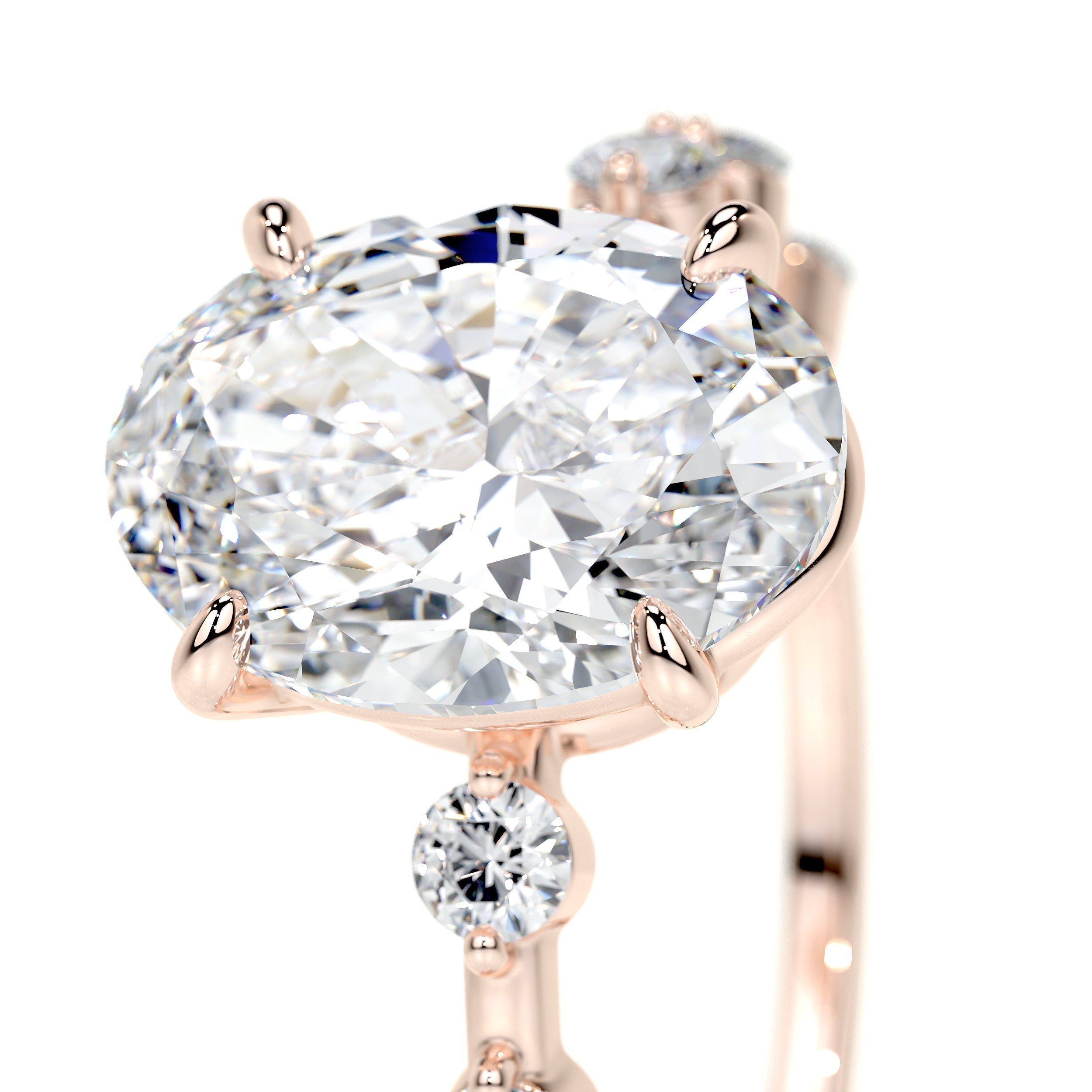Oval Dainty Pave Lab Grown Diamond Engagement Ring