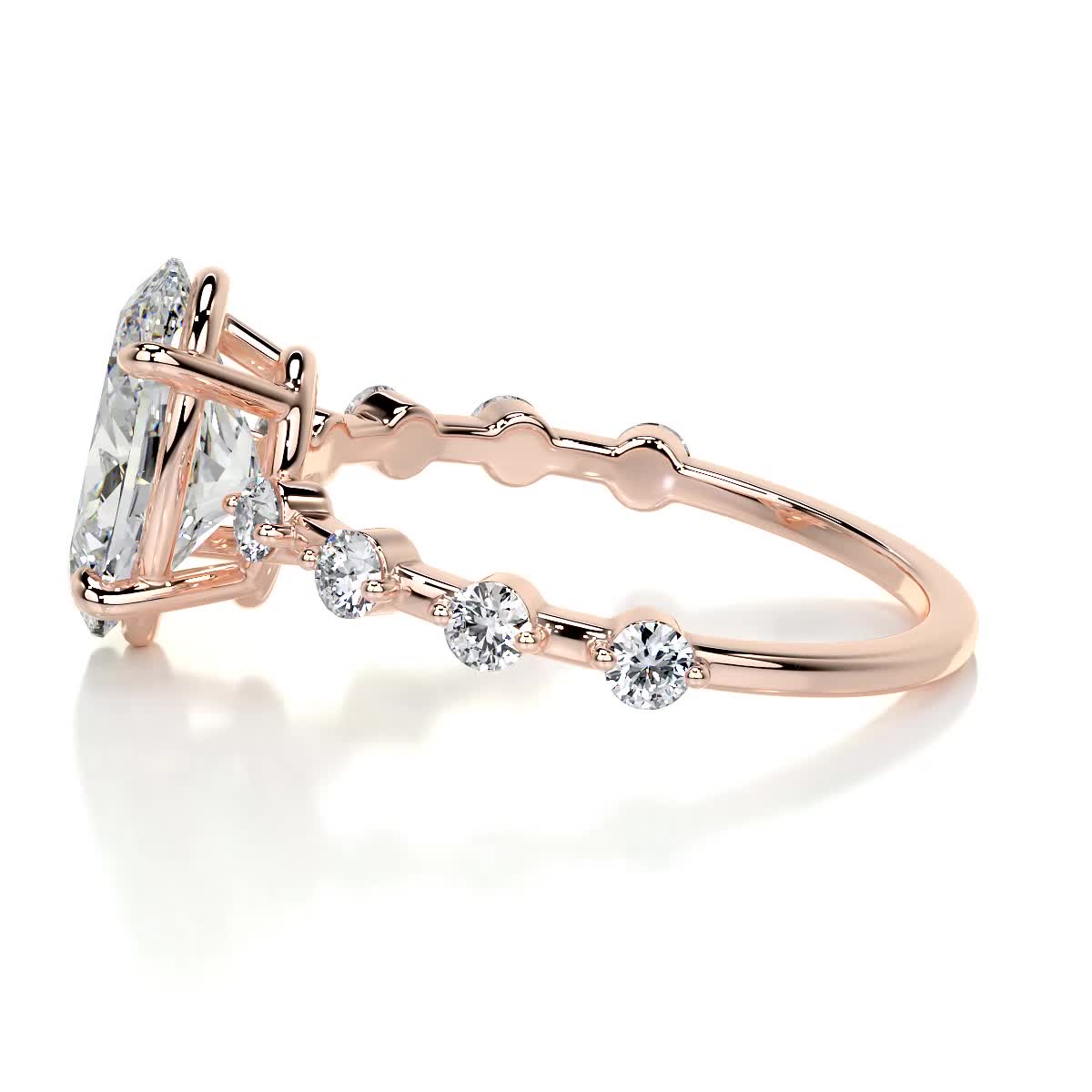 Oval Dainty Pave Lab Grown Diamond Engagement Ring