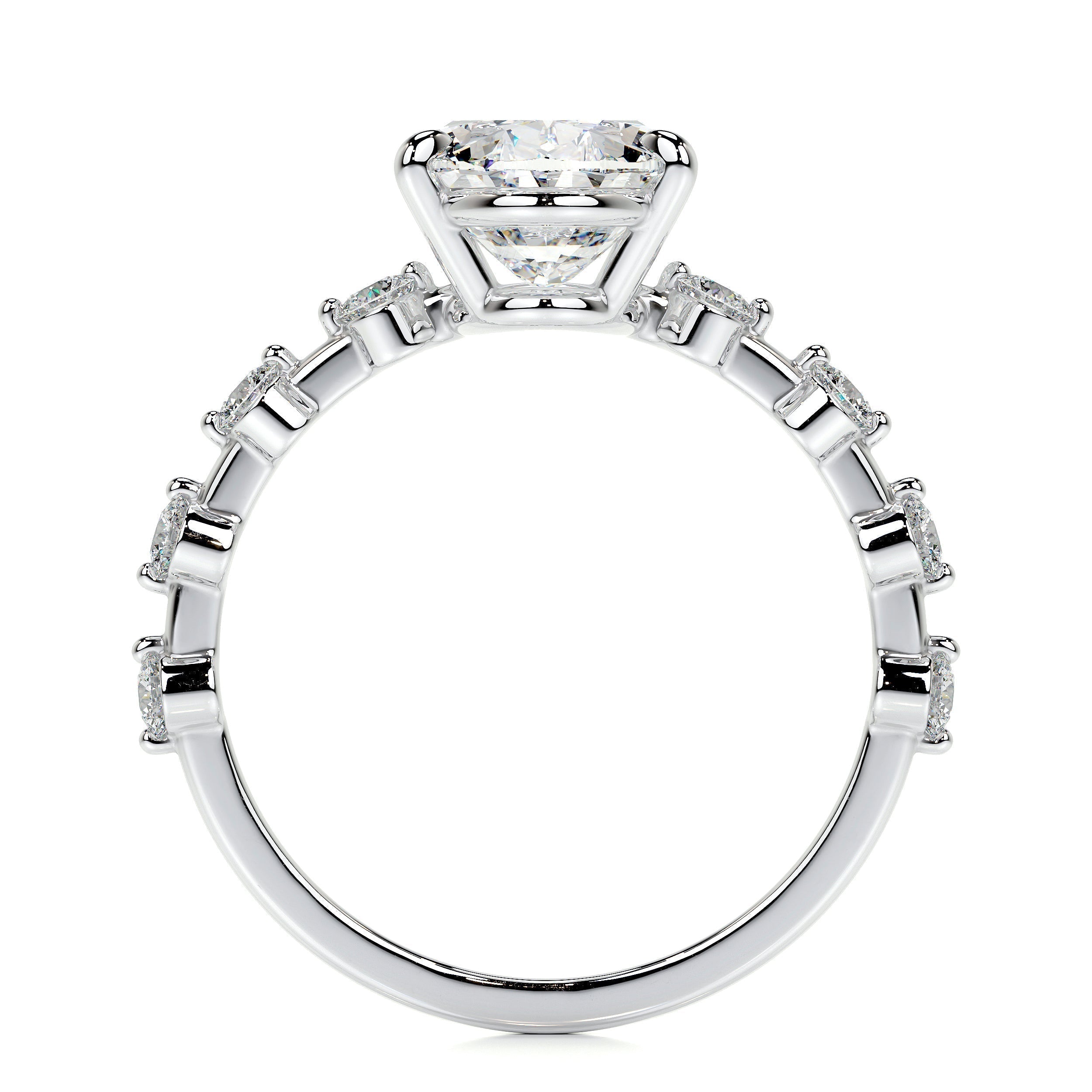 Oval Dainty Pave Lab Grown Diamond Engagement Ring