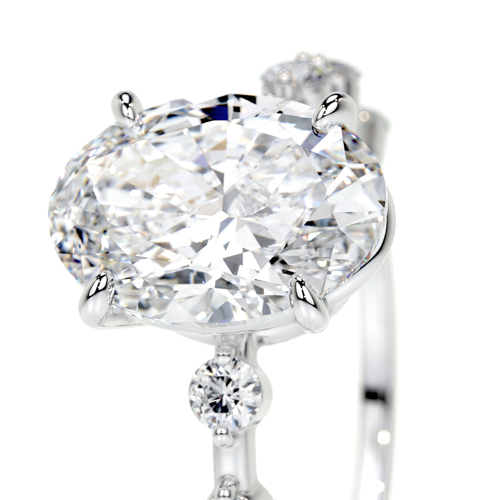 Oval Dainty Pave Lab Grown Diamond Engagement Ring