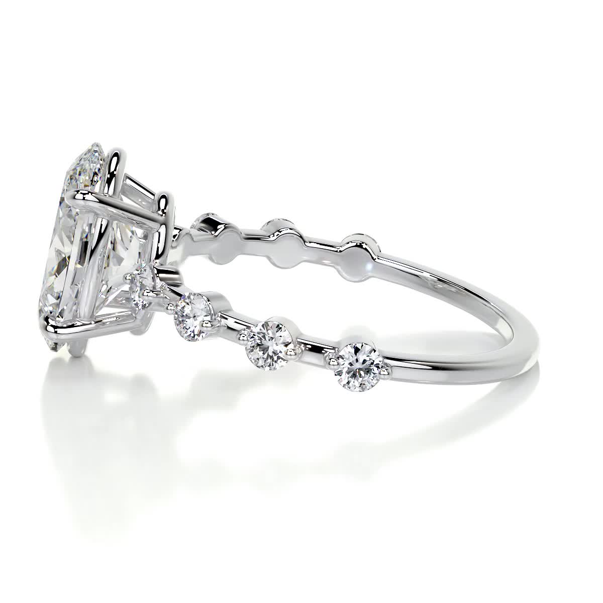 Oval Dainty Pave Lab Grown Diamond Engagement Ring