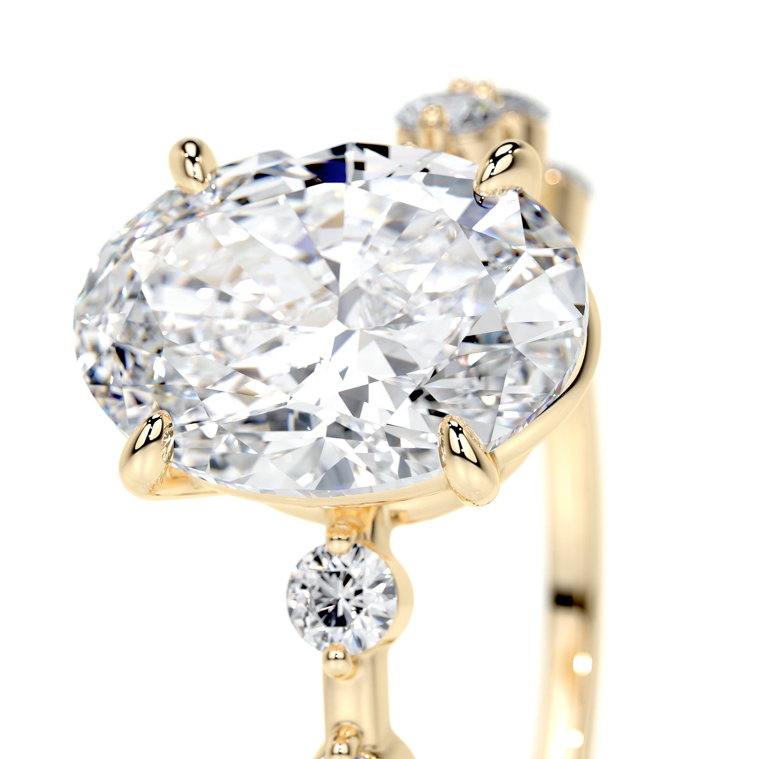 Oval Dainty Pave Lab Grown Diamond Engagement Ring