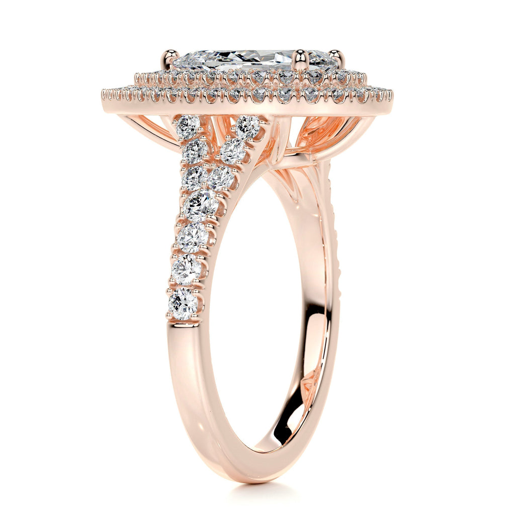 Pear Split Shank Double Halo & Pave Lab Grown Diamond Engagement Ring
