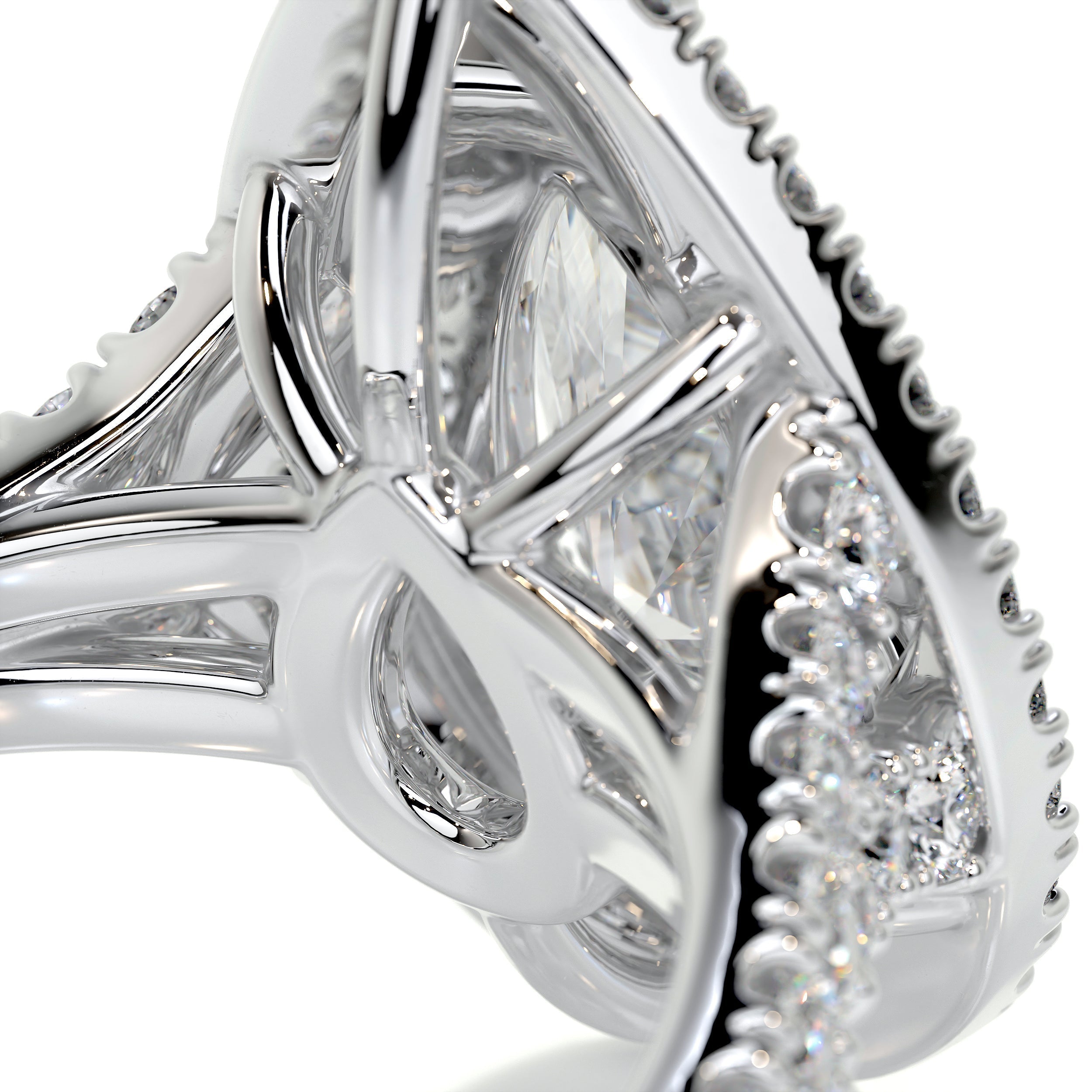Pear Split Shank Double Halo & Pave Lab Grown Diamond Engagement Ring