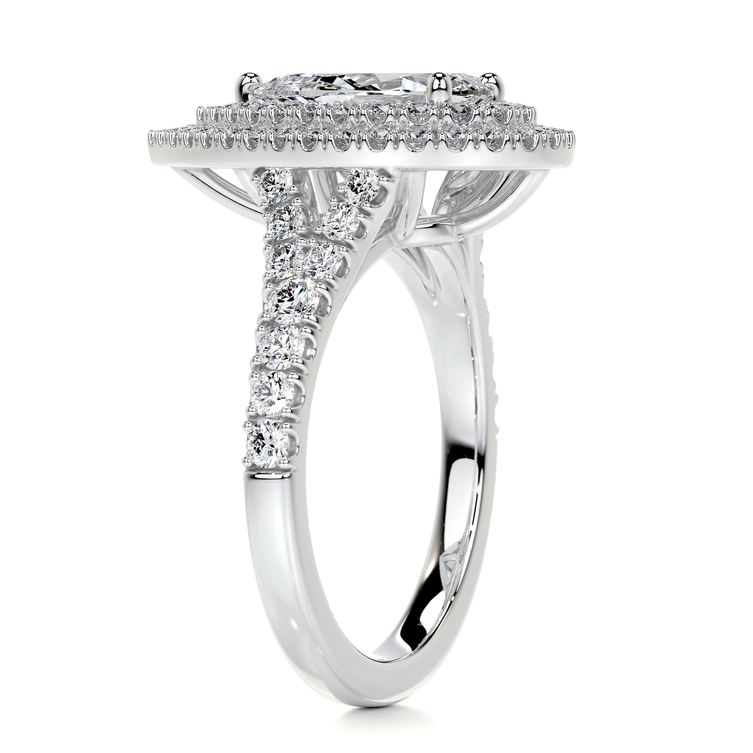 Pear Split Shank Double Halo & Pave Lab Grown Diamond Engagement Ring
