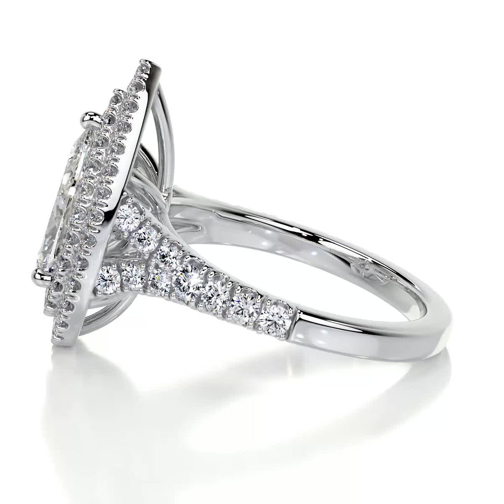 Pear Split Shank Double Halo & Pave Lab Grown Diamond Engagement Ring
