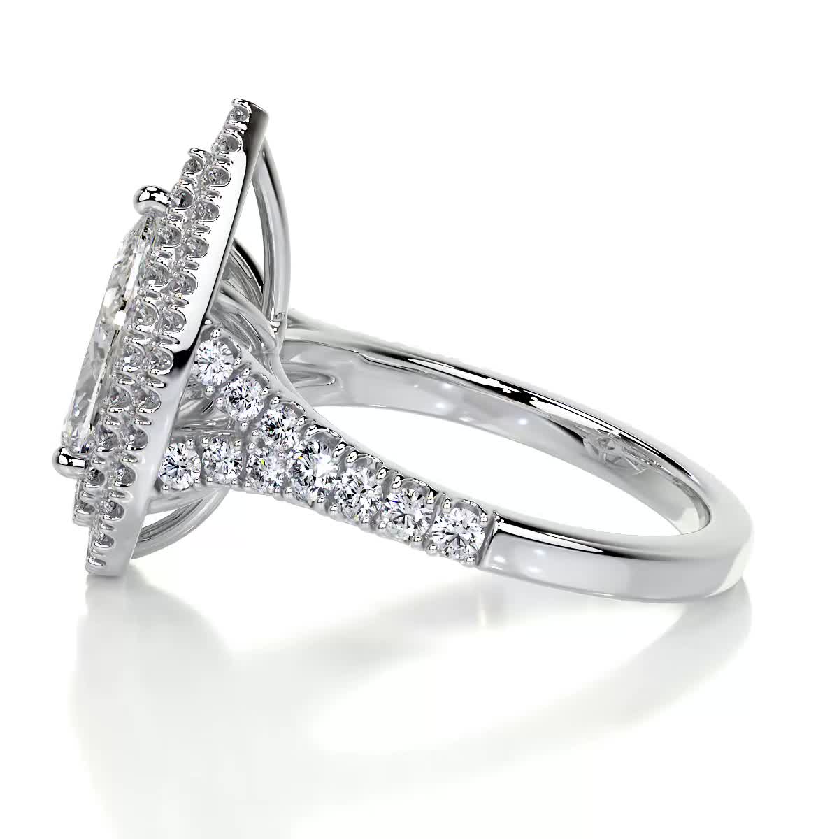 Pear Split Shank Double Halo & Pave Lab Grown Diamond Engagement Ring