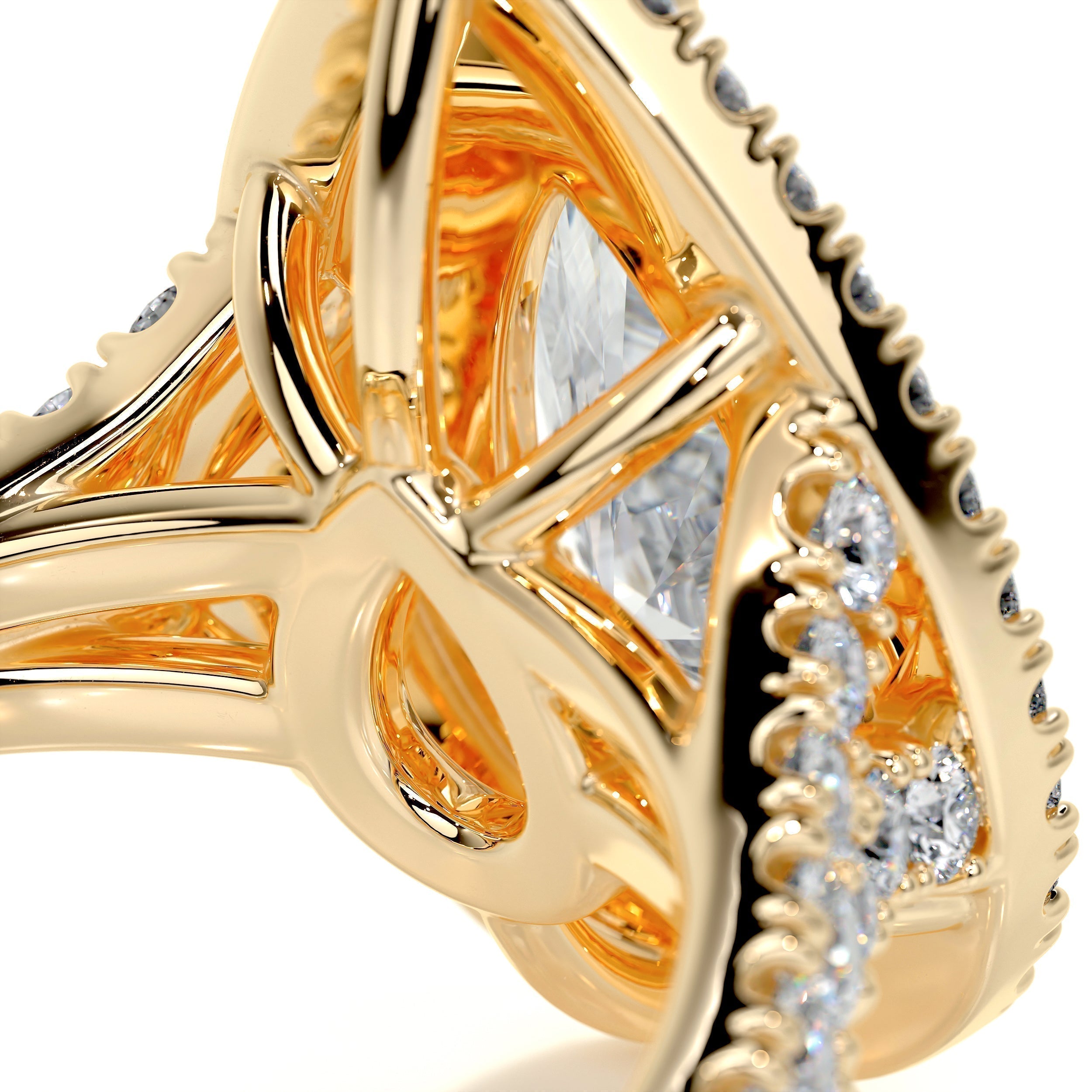 Pear Split Shank Double Halo & Pave Lab Grown Diamond Engagement Ring