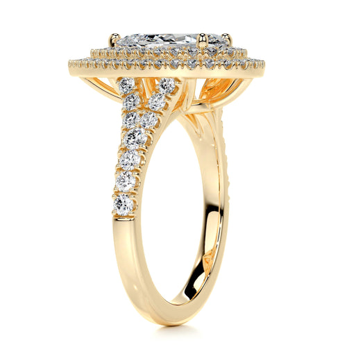 Pear Split Shank Double Halo & Pave Lab Grown Diamond Engagement Ring