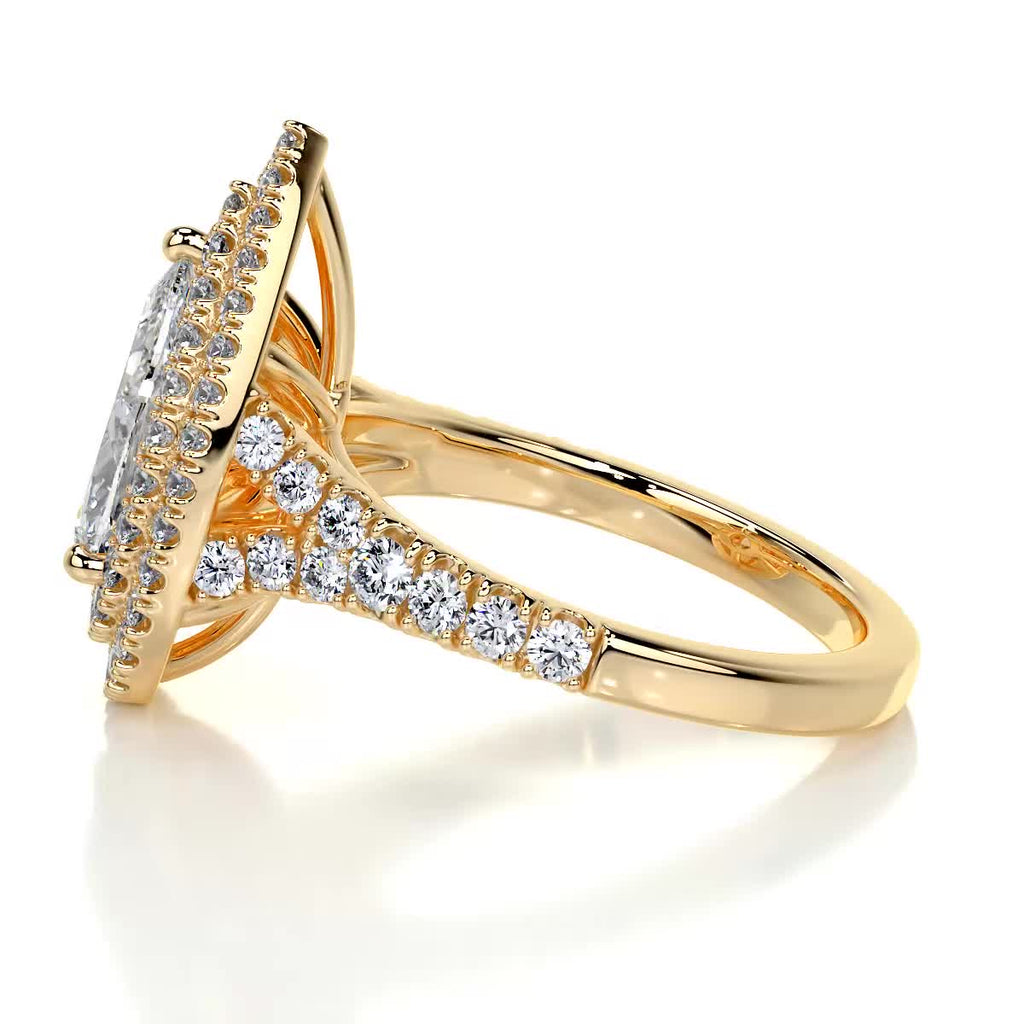 Pear Split Shank Double Halo & Pave Lab Grown Diamond Engagement Ring