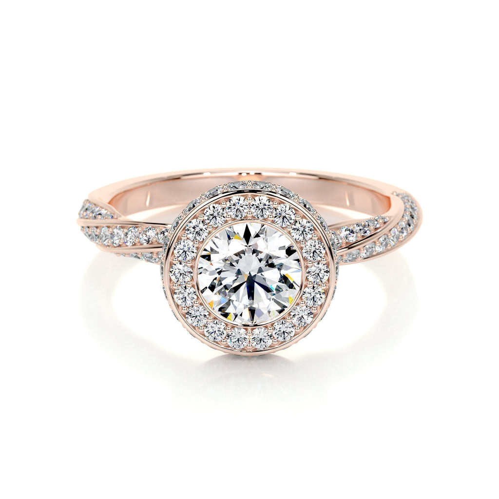 Round Halo & Pave Lab Grown Diamond Engagement Ring