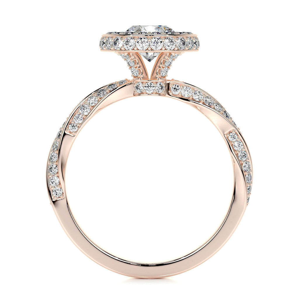 Round Halo & Pave Lab Grown Diamond Engagement Ring
