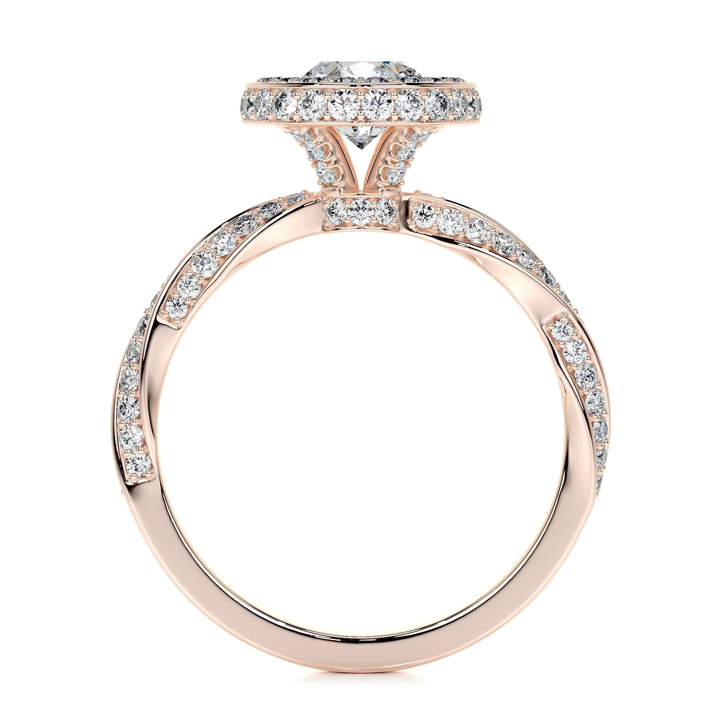 Round Halo & Pave Lab Grown Diamond Engagement Ring