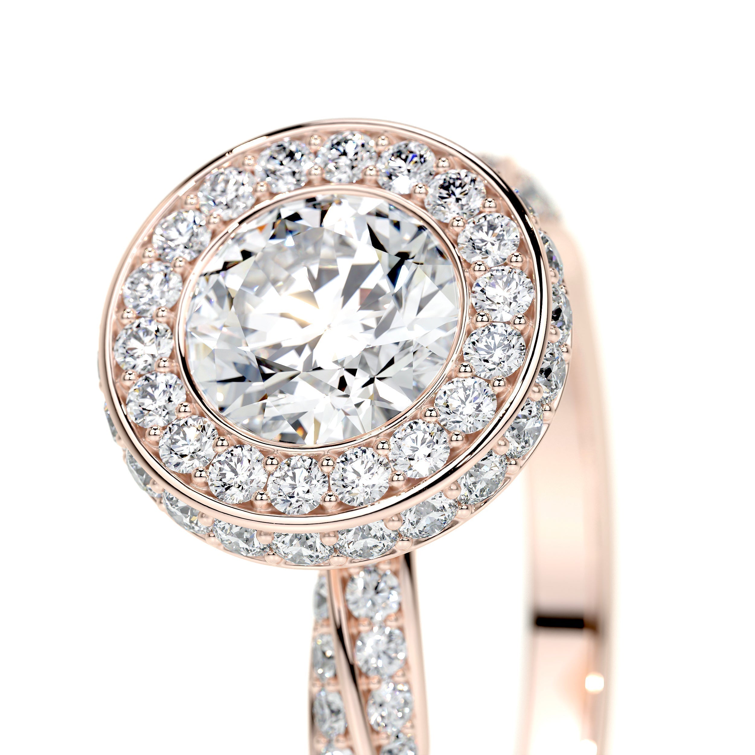 Round Halo & Pave Lab Grown Diamond Engagement Ring