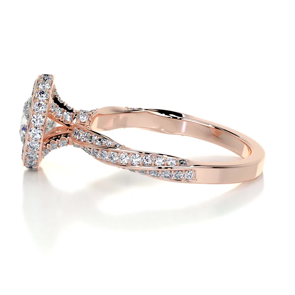 Round Halo & Pave Lab Grown Diamond Engagement Ring