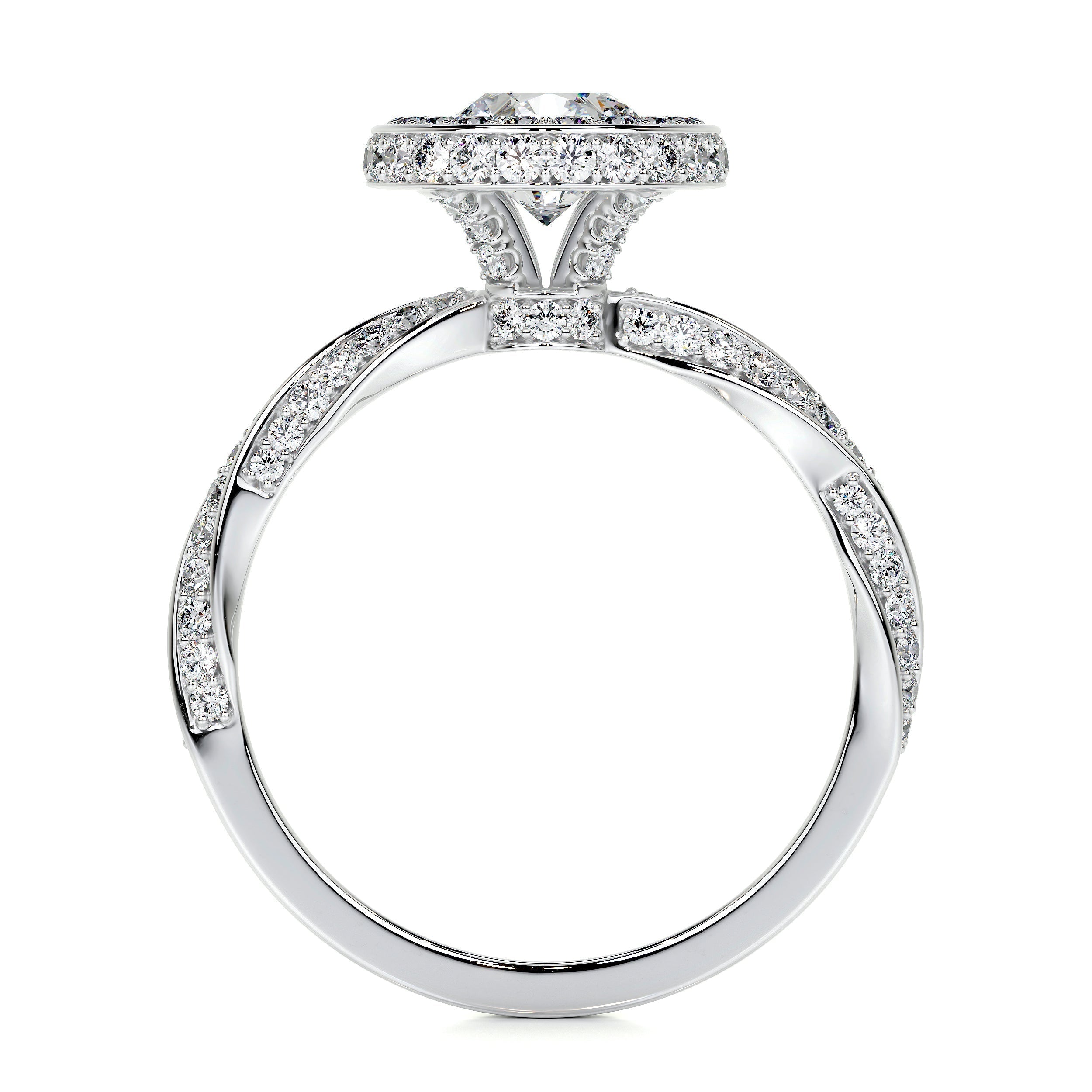 Round Halo & Pave Lab Grown Diamond Engagement Ring