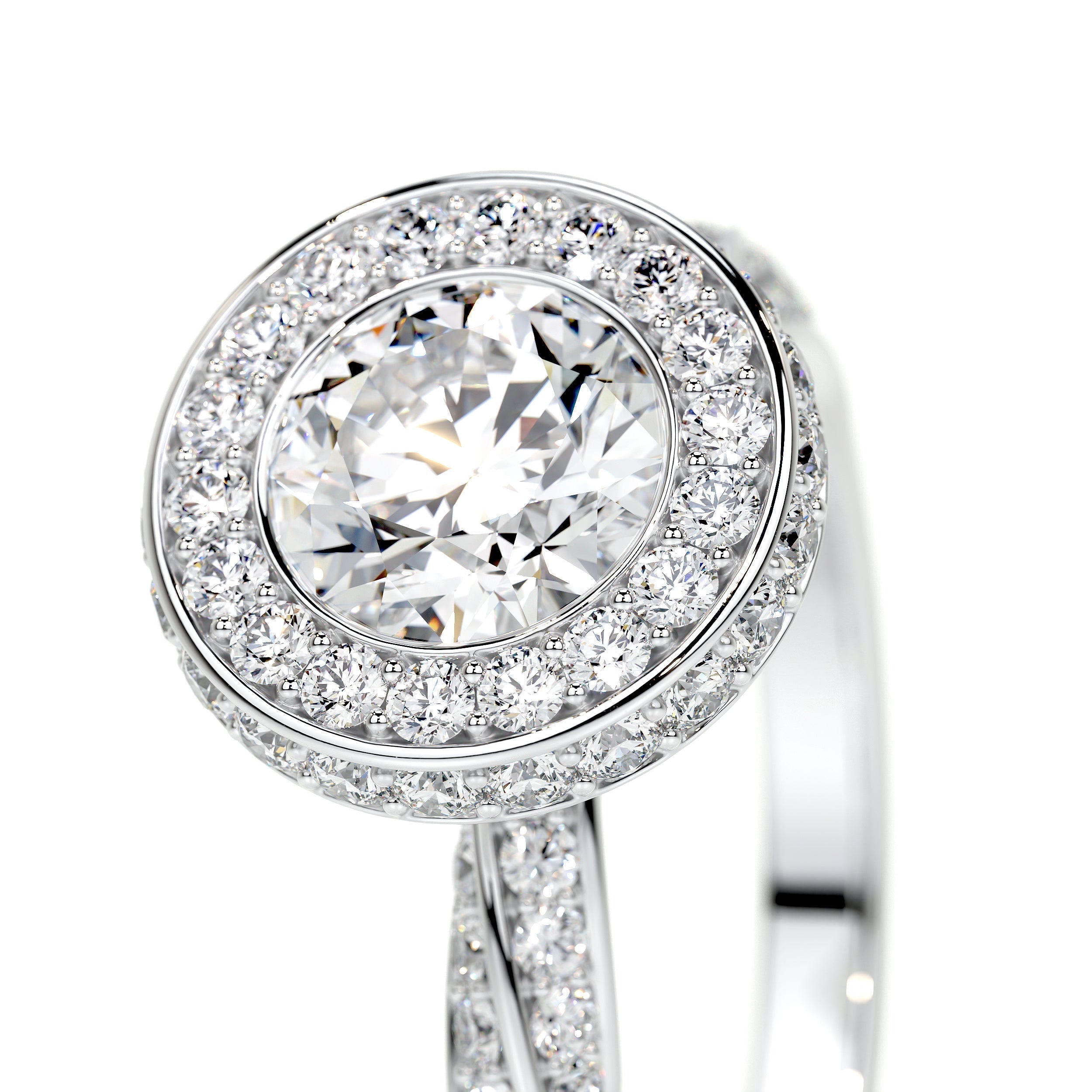 Round Halo & Pave Lab Grown Diamond Engagement Ring
