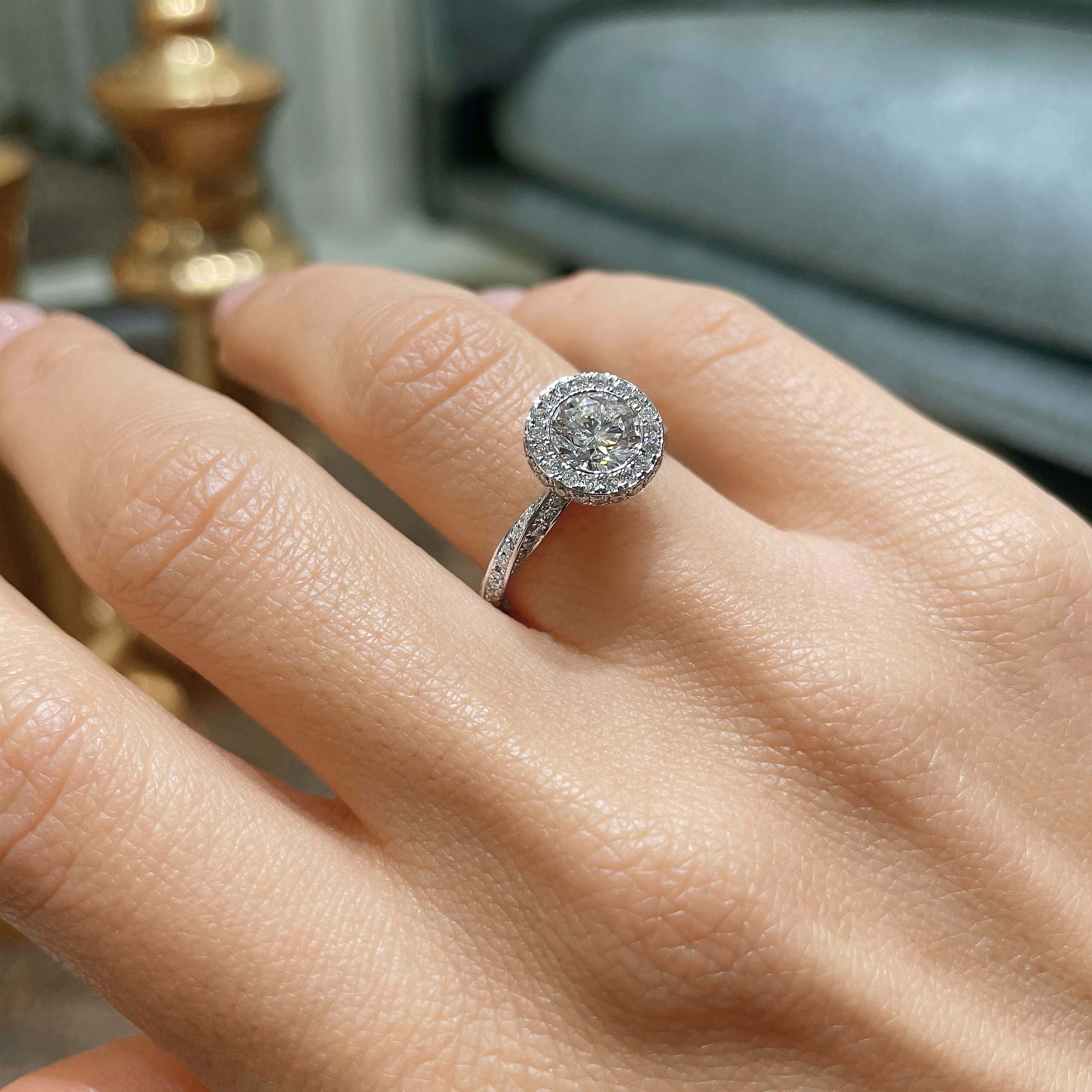 Round Halo & Pave Lab Grown Diamond Engagement Ring