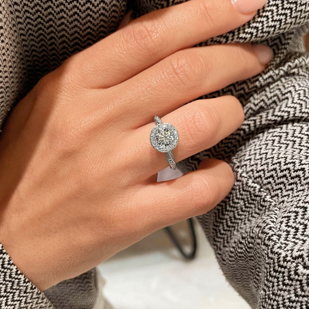 Round Halo & Pave Lab Grown Diamond Engagement Ring