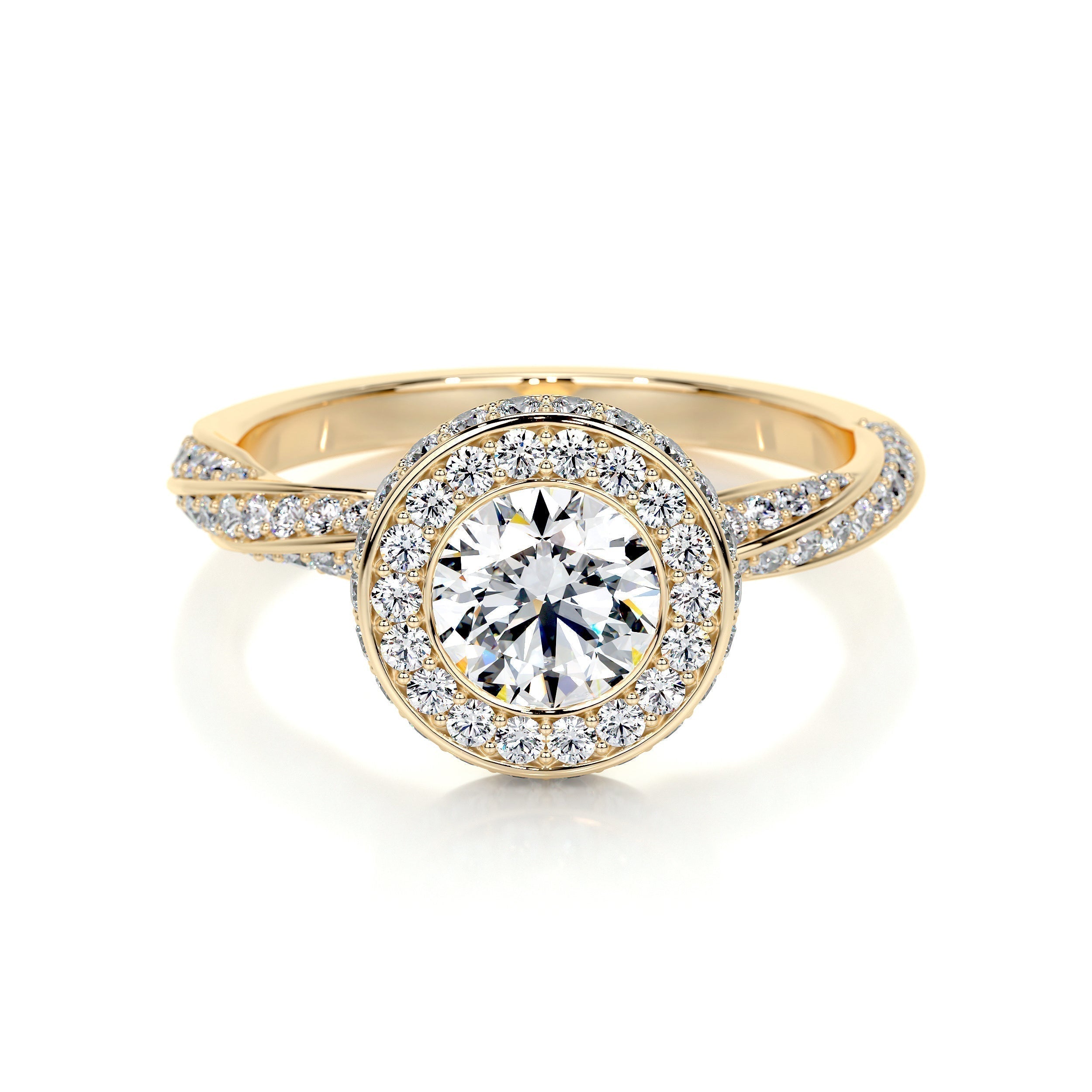 Round Halo & Pave Lab Grown Diamond Engagement Ring