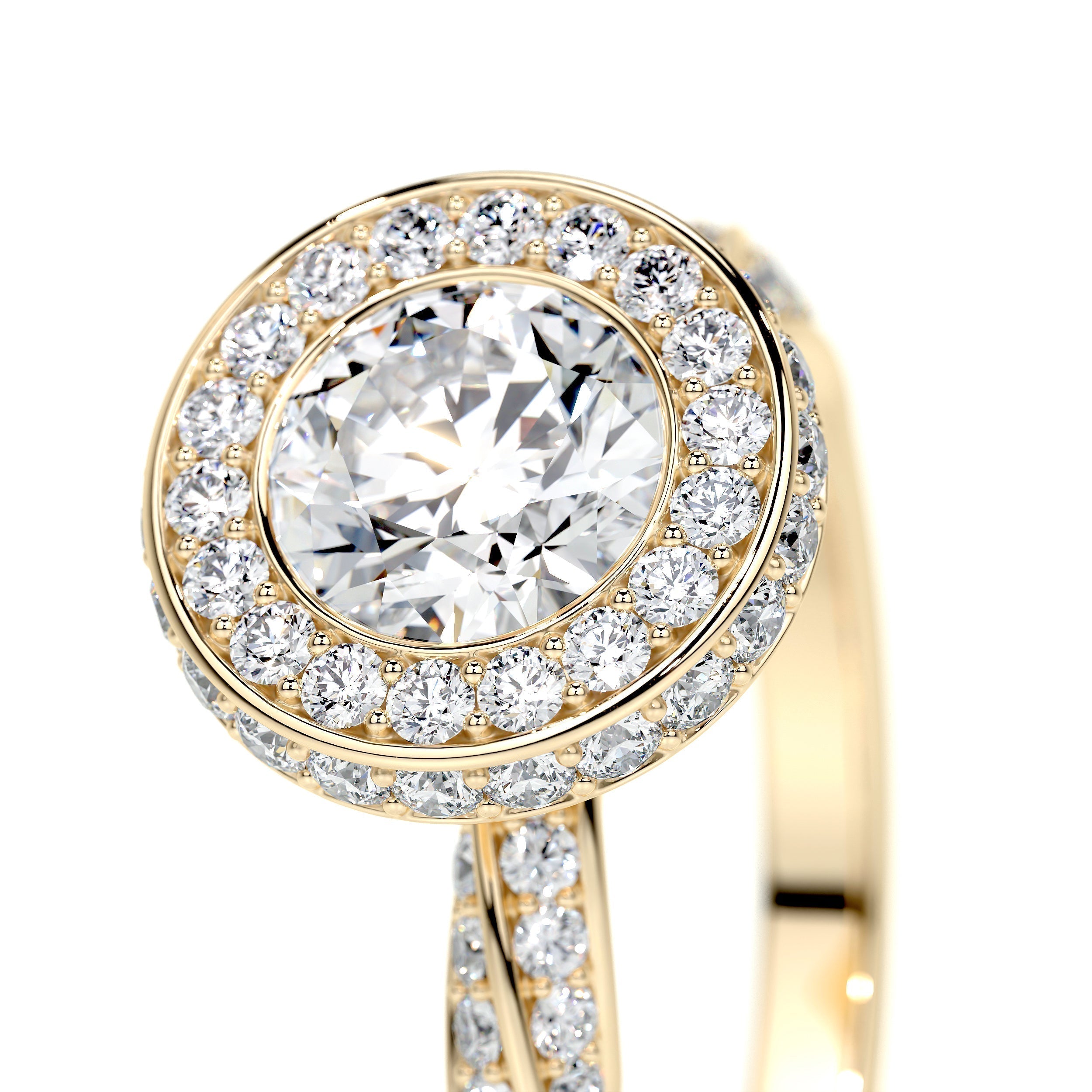 Round Halo & Pave Lab Grown Diamond Engagement Ring