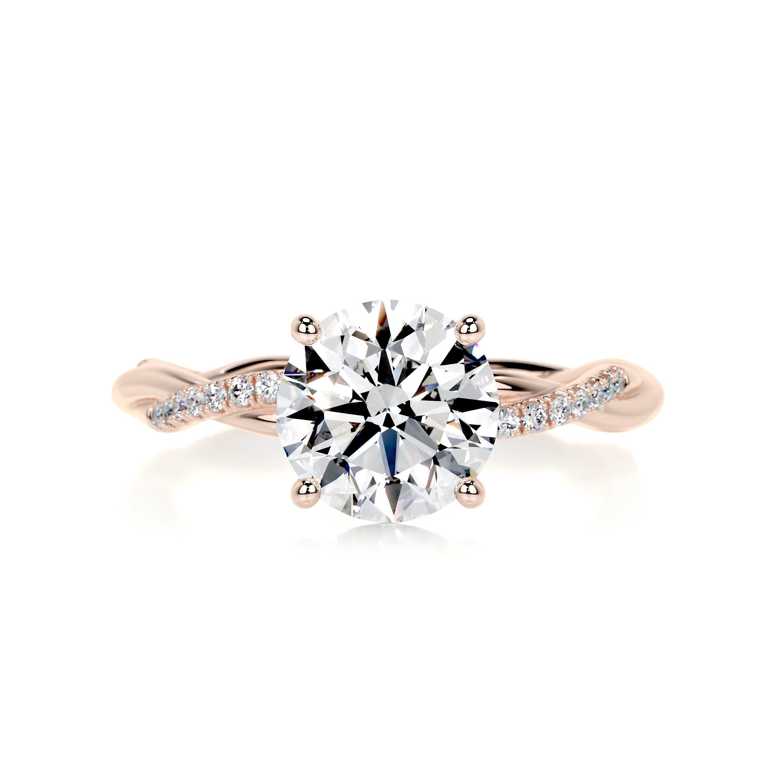 Round Twisted Pave Lab Grown Diamond Engagement Ring