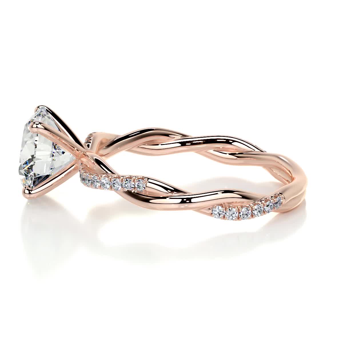 Round Twisted Pave Lab Grown Diamond Engagement Ring