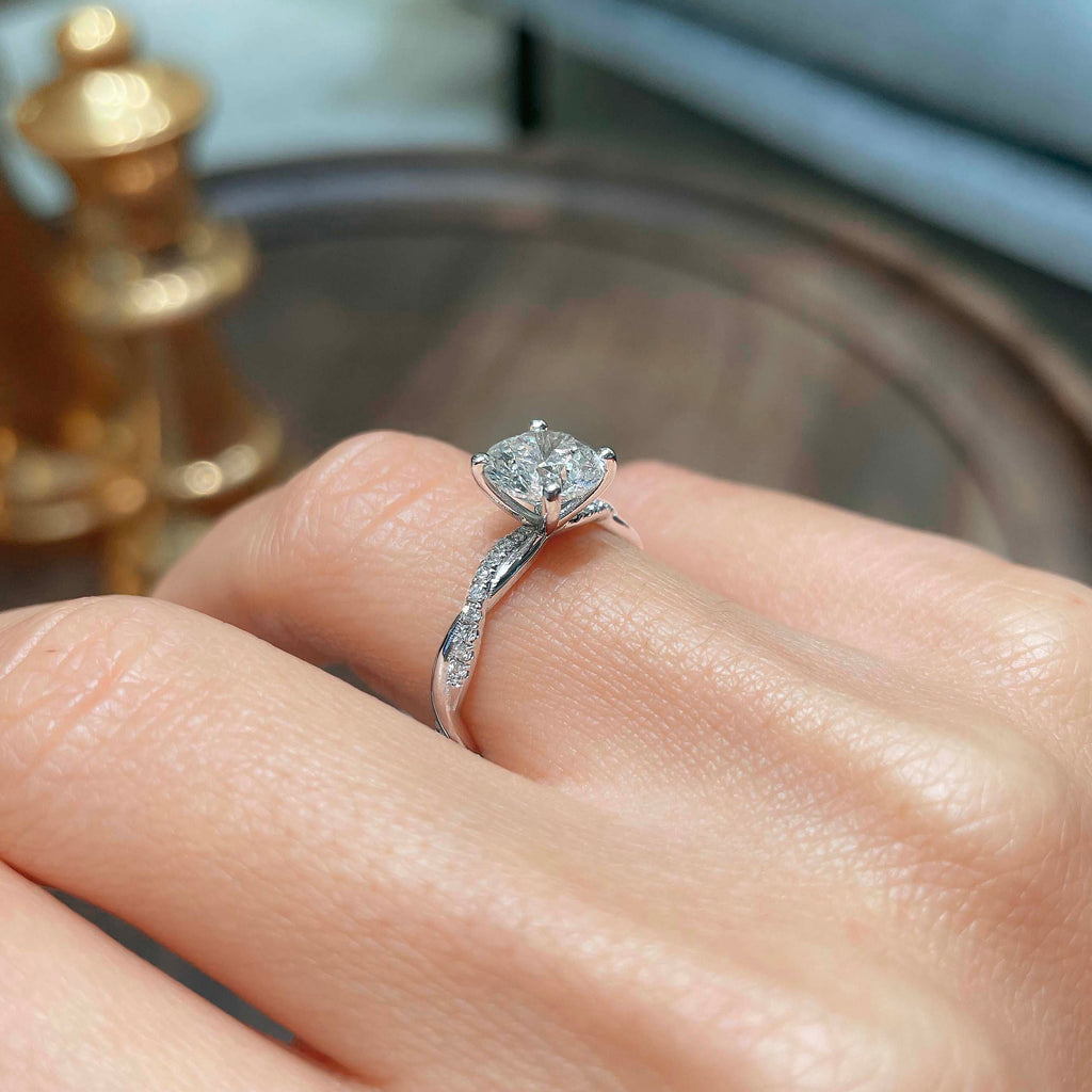 Round Twisted Pave Lab Grown Diamond Engagement Ring