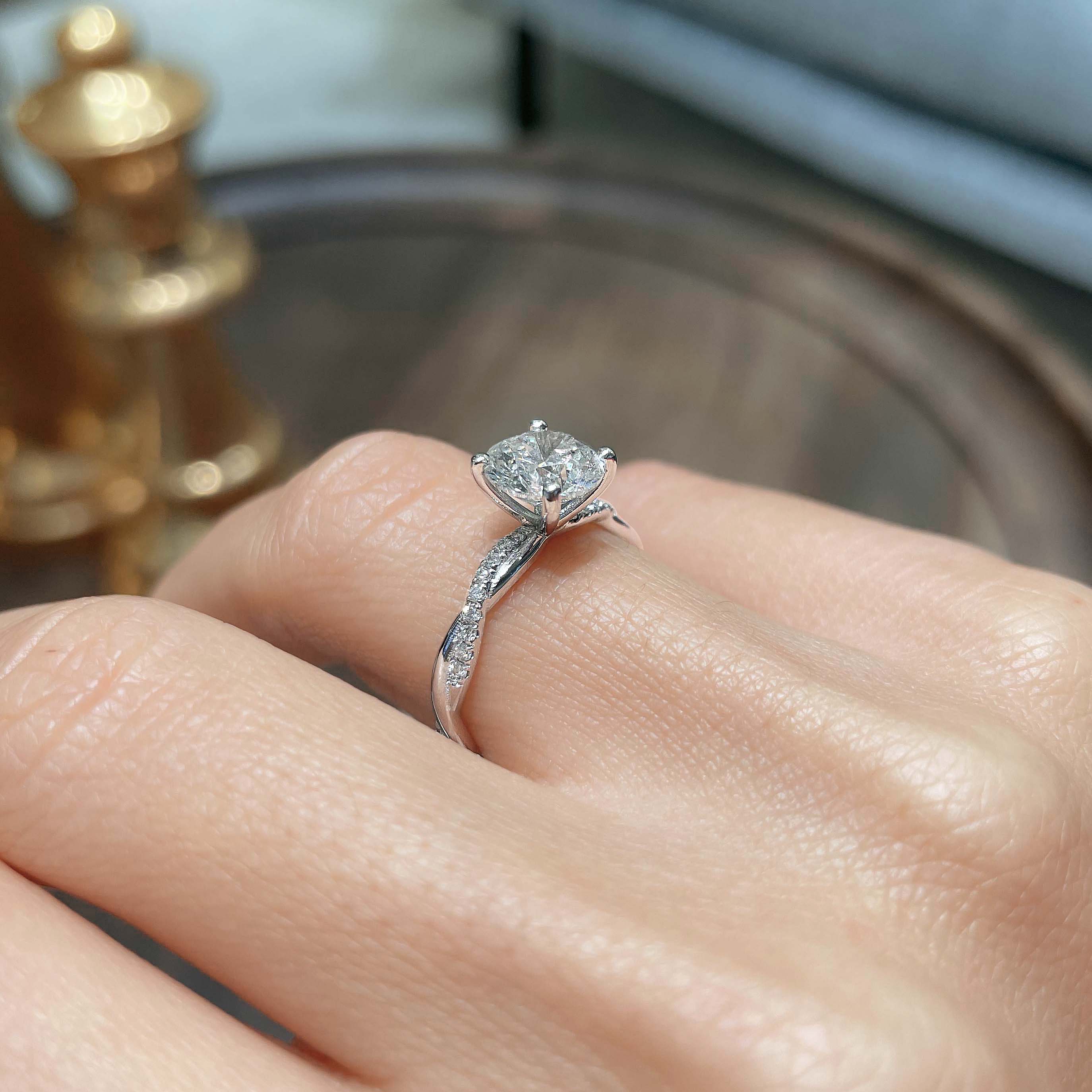 Round Twisted Pave Lab Grown Diamond Engagement Ring