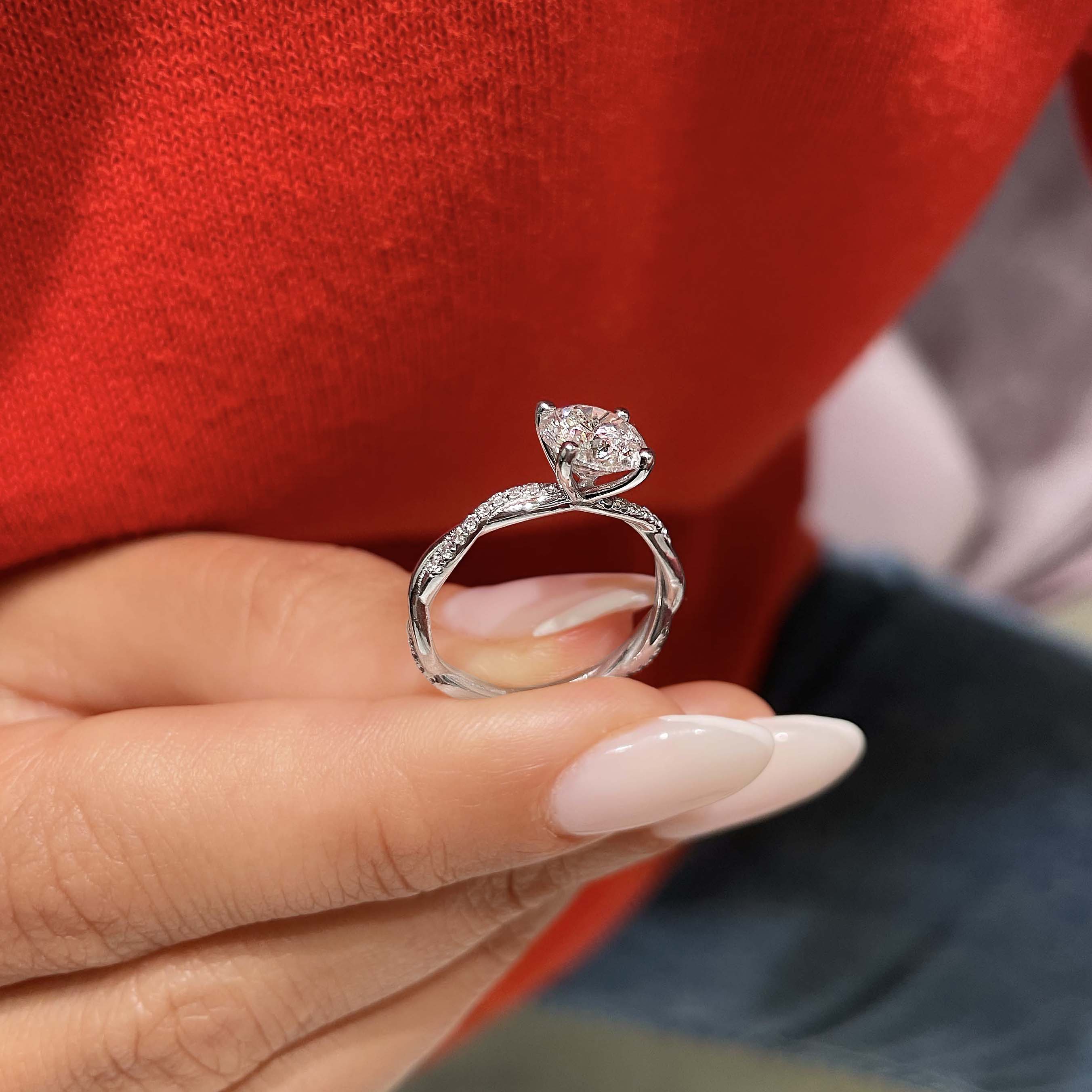 Round Twisted Pave Lab Grown Diamond Engagement Ring