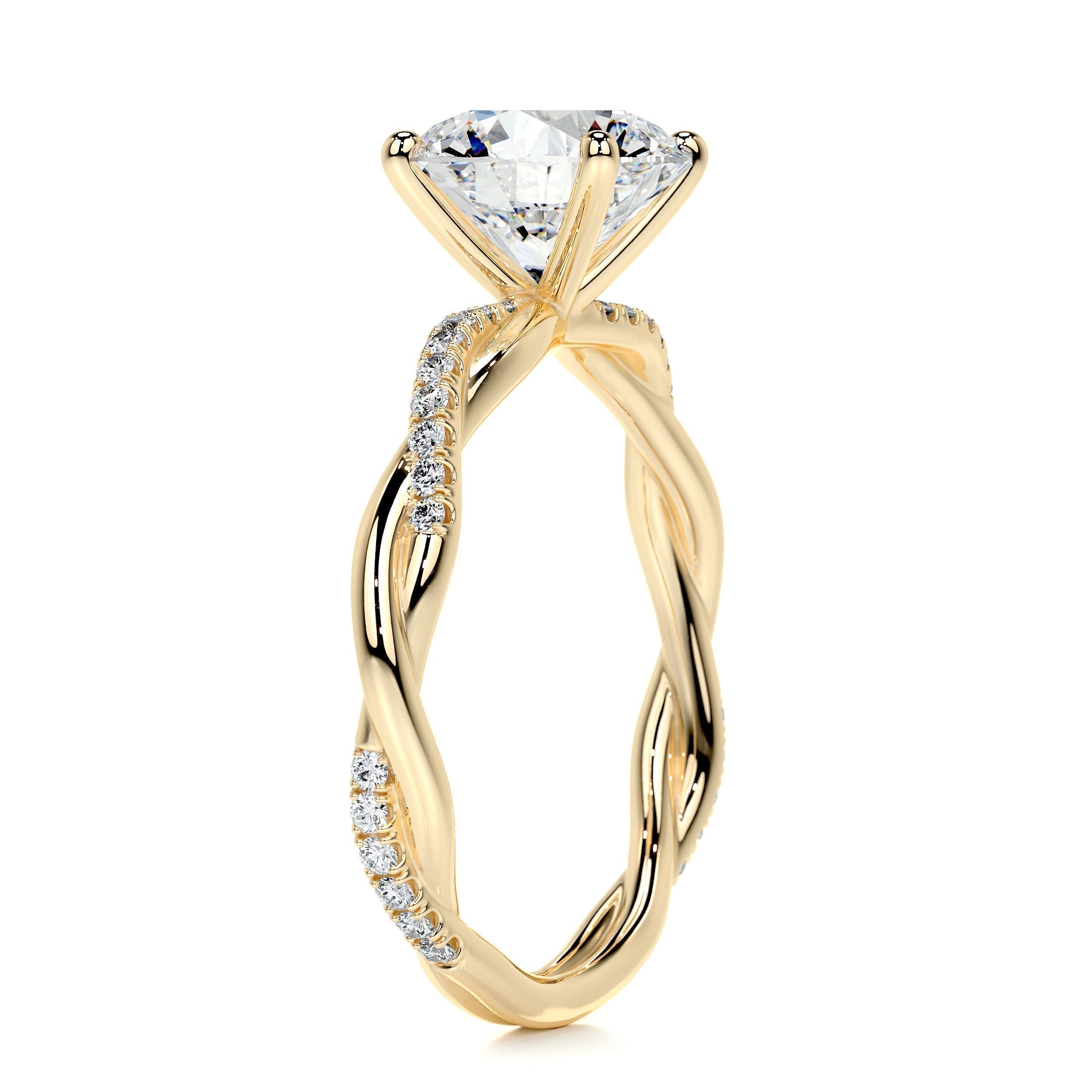 Round Twisted Pave Lab Grown Diamond Engagement Ring