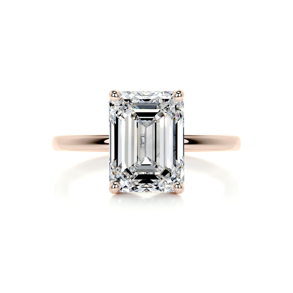 Emerald Solitaire Lab Grown Diamond Engagement Ring