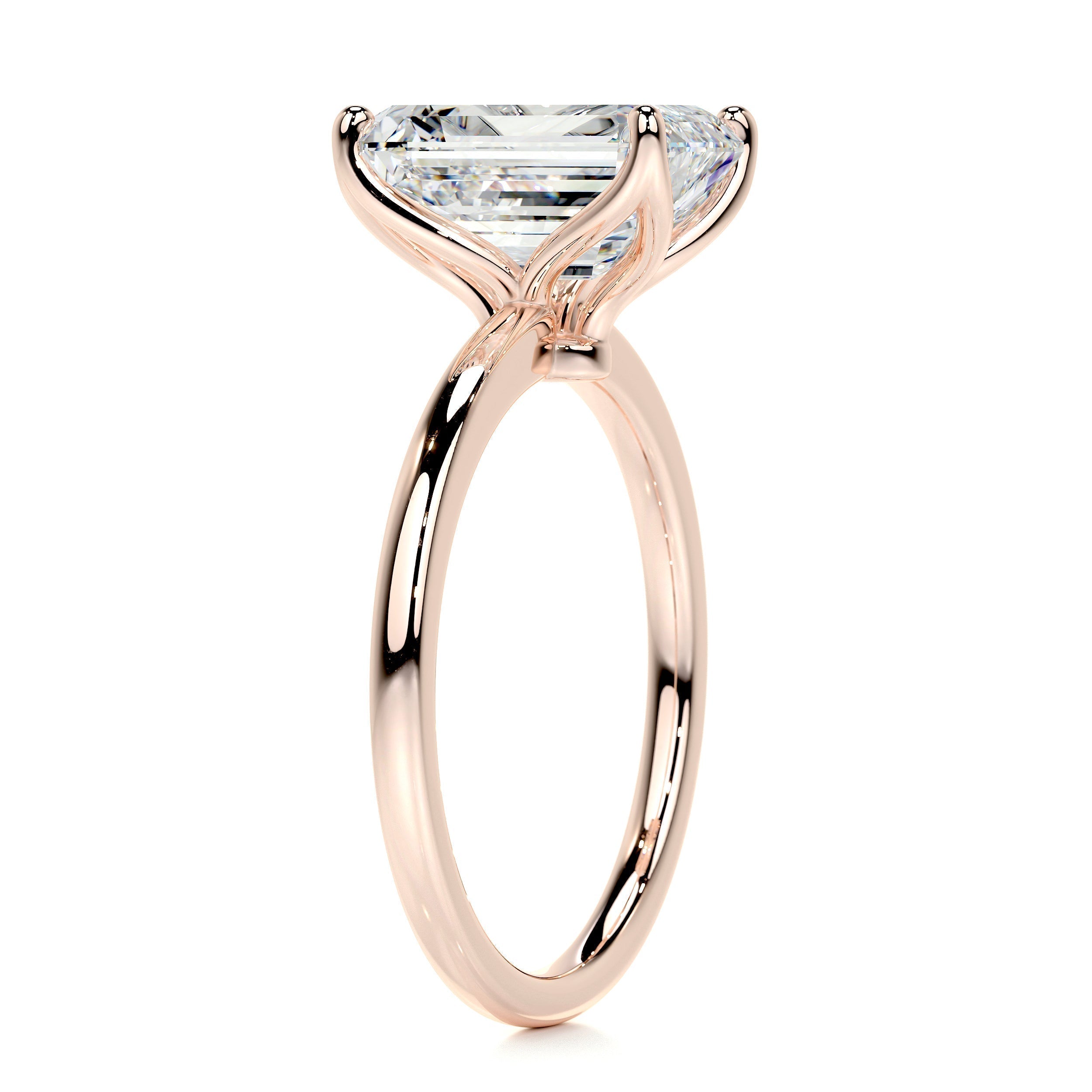 Emerald Solitaire Lab Grown Diamond Engagement Ring