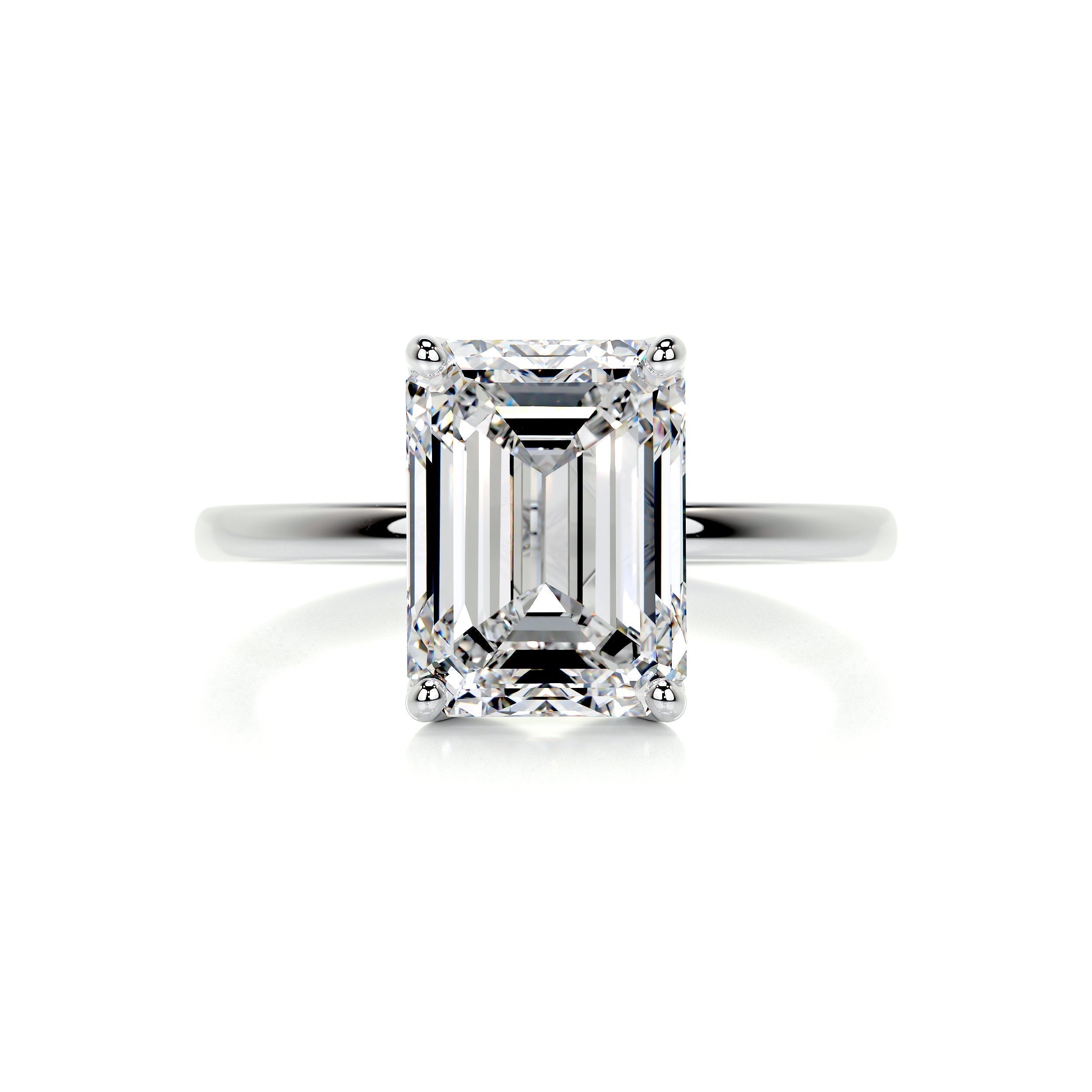 Emerald Solitaire Lab Grown Diamond Engagement Ring