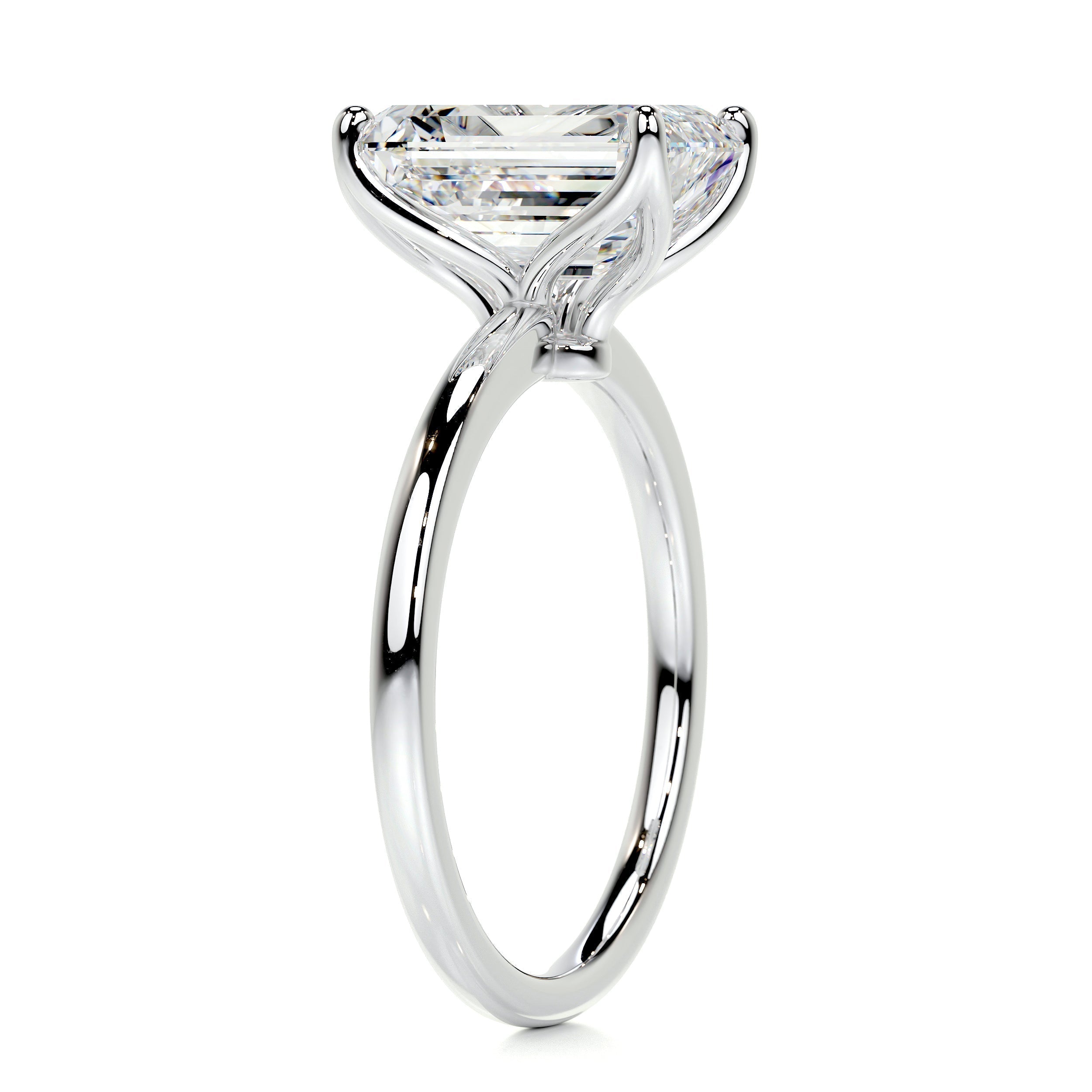 Emerald Solitaire Lab Grown Diamond Engagement Ring